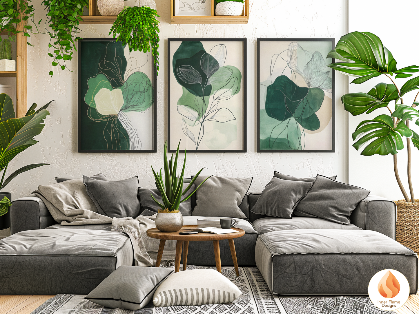 Bold Line Art for Modern Home Design | Triptych Artwork