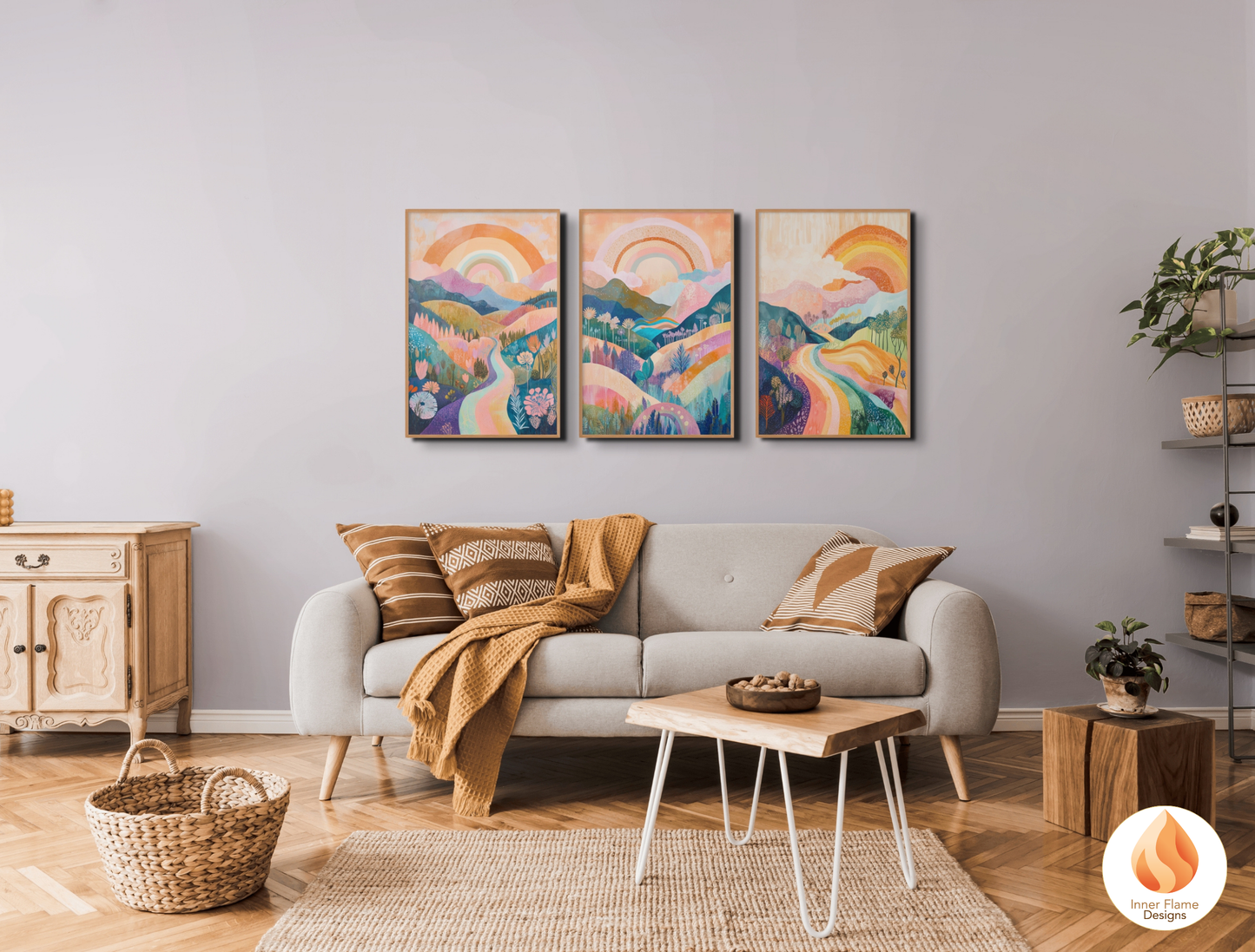 Dramatic Boho Wall Art Décor for Modern Home Design | Triptych Artwork (Series 2)
