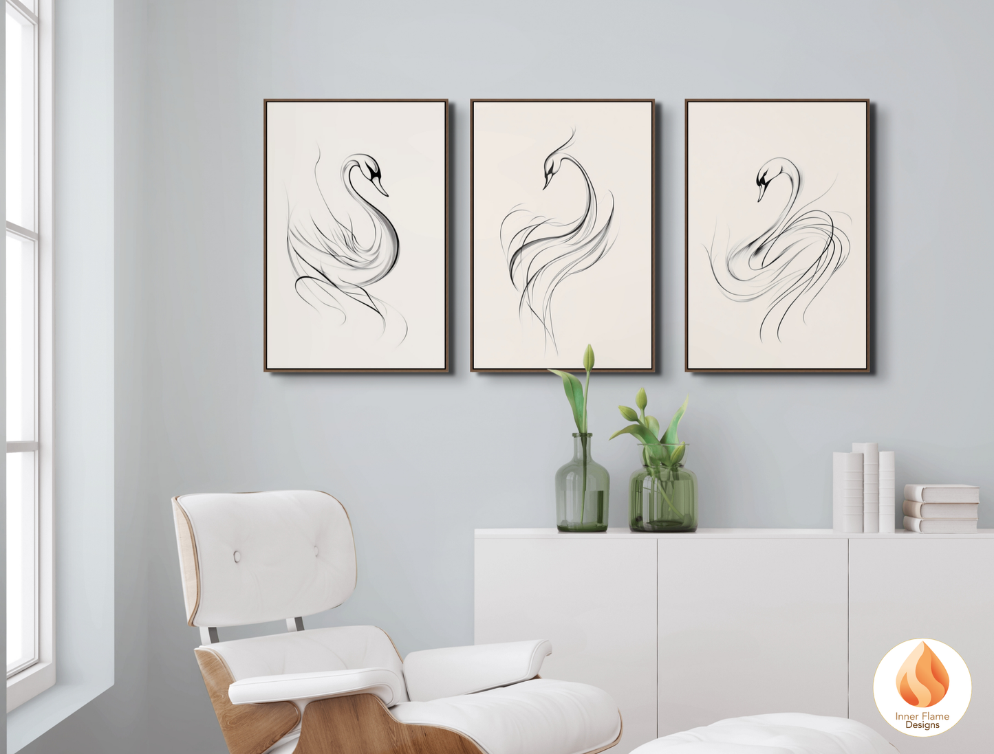 Delicate Line Art for Modern Home Design | Triptych Artwork