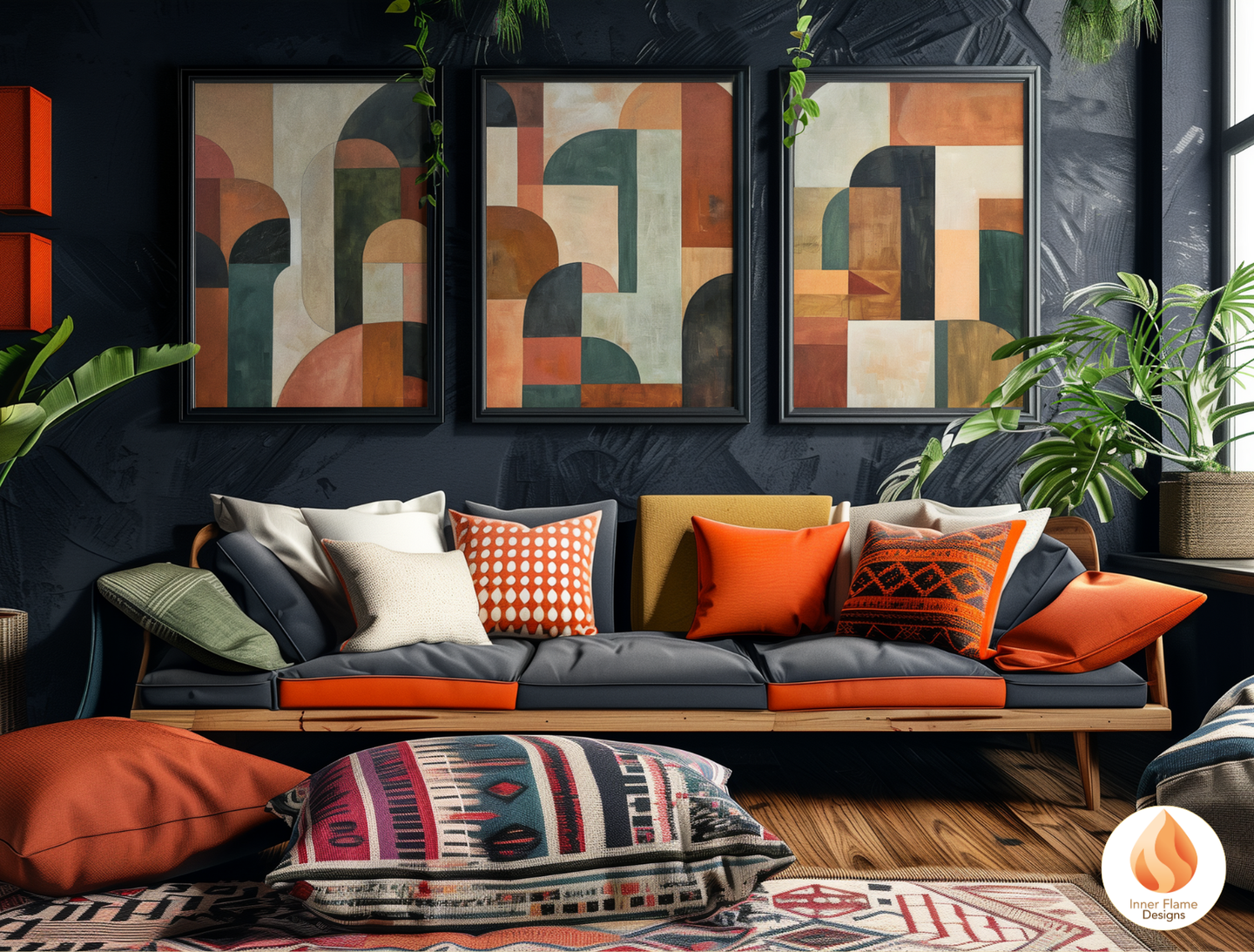 Distinctive Geometric Artwork for Modern Home Design | Triptych Artwork