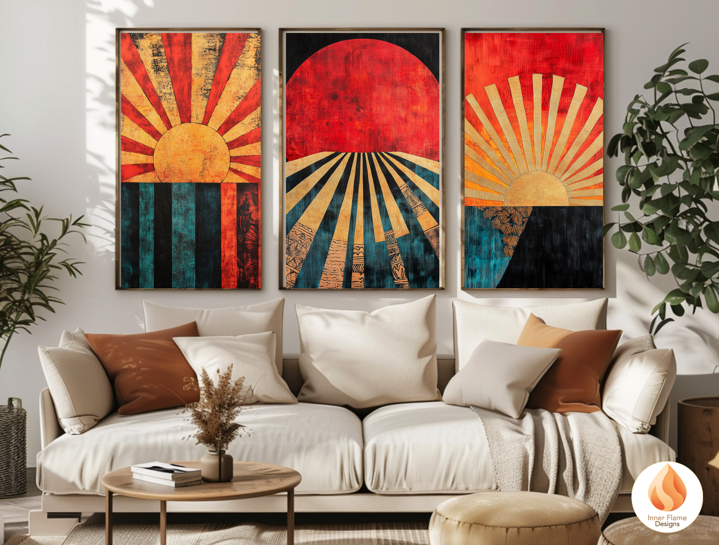 Vivid Cosmic Boho Wall Art Décor for Modern Home Design | Triptych Artwork (Series 2)