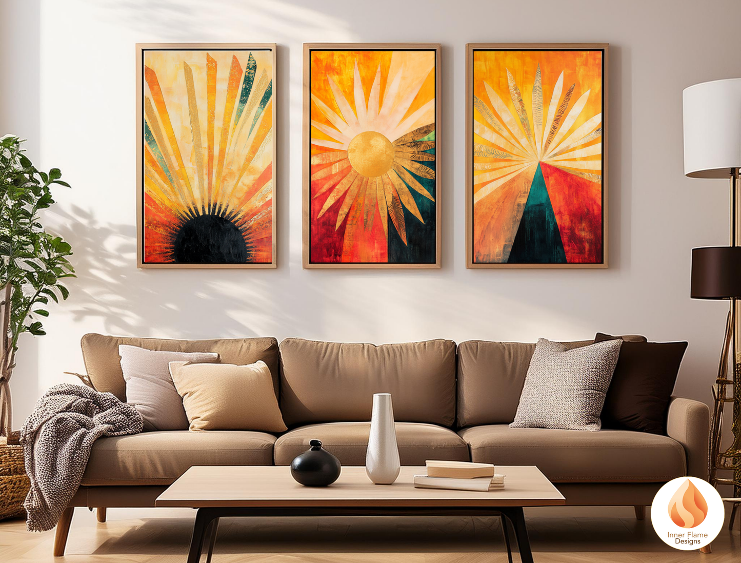 Vivid Cosmic Boho Wall Art Décor for Modern Home Design | Triptych Artwork (Series 1)