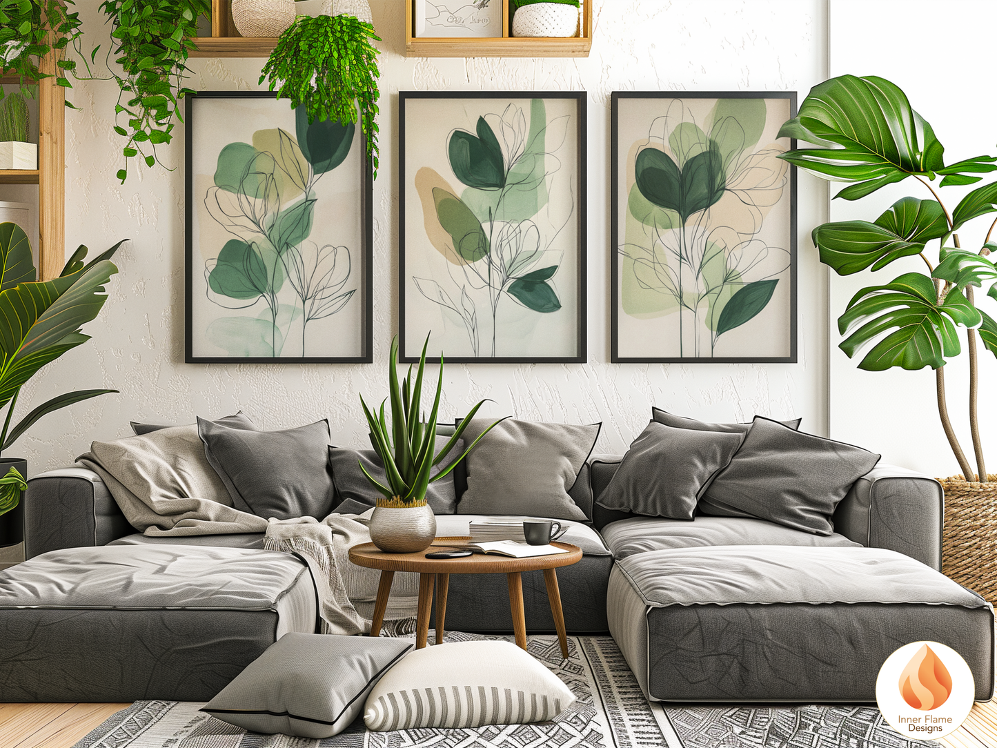 Organic Line Art for Modern Home Design | Triptych Artwork