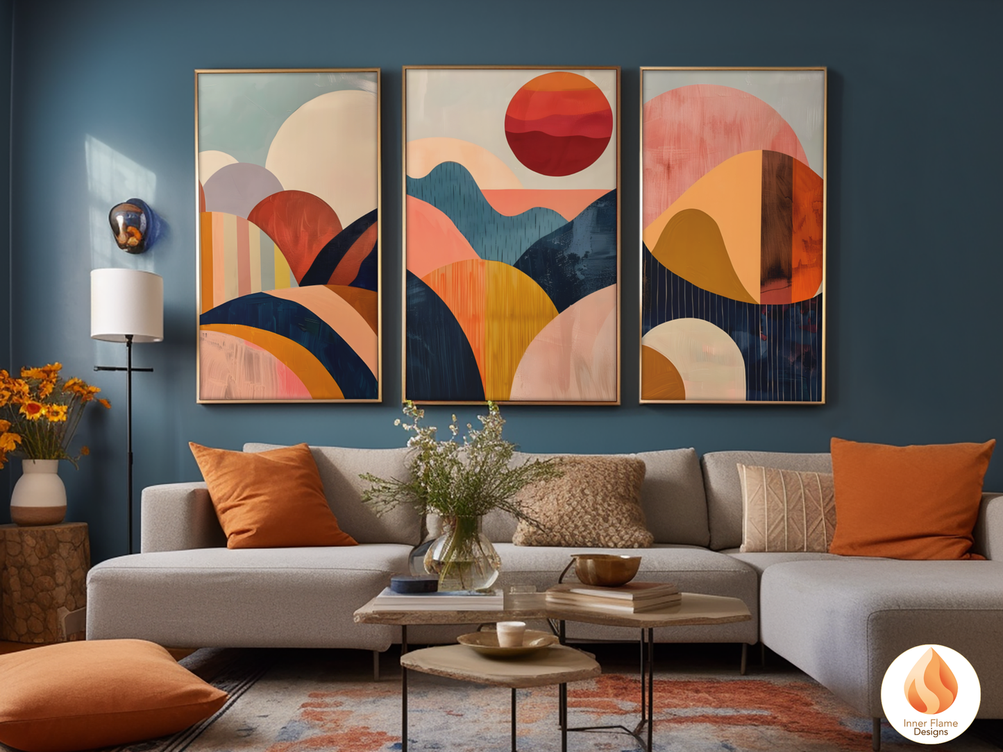 Eclectic Boho Wall Art Décor for Modern Home Design | Triptych Artwork (Series 5)
