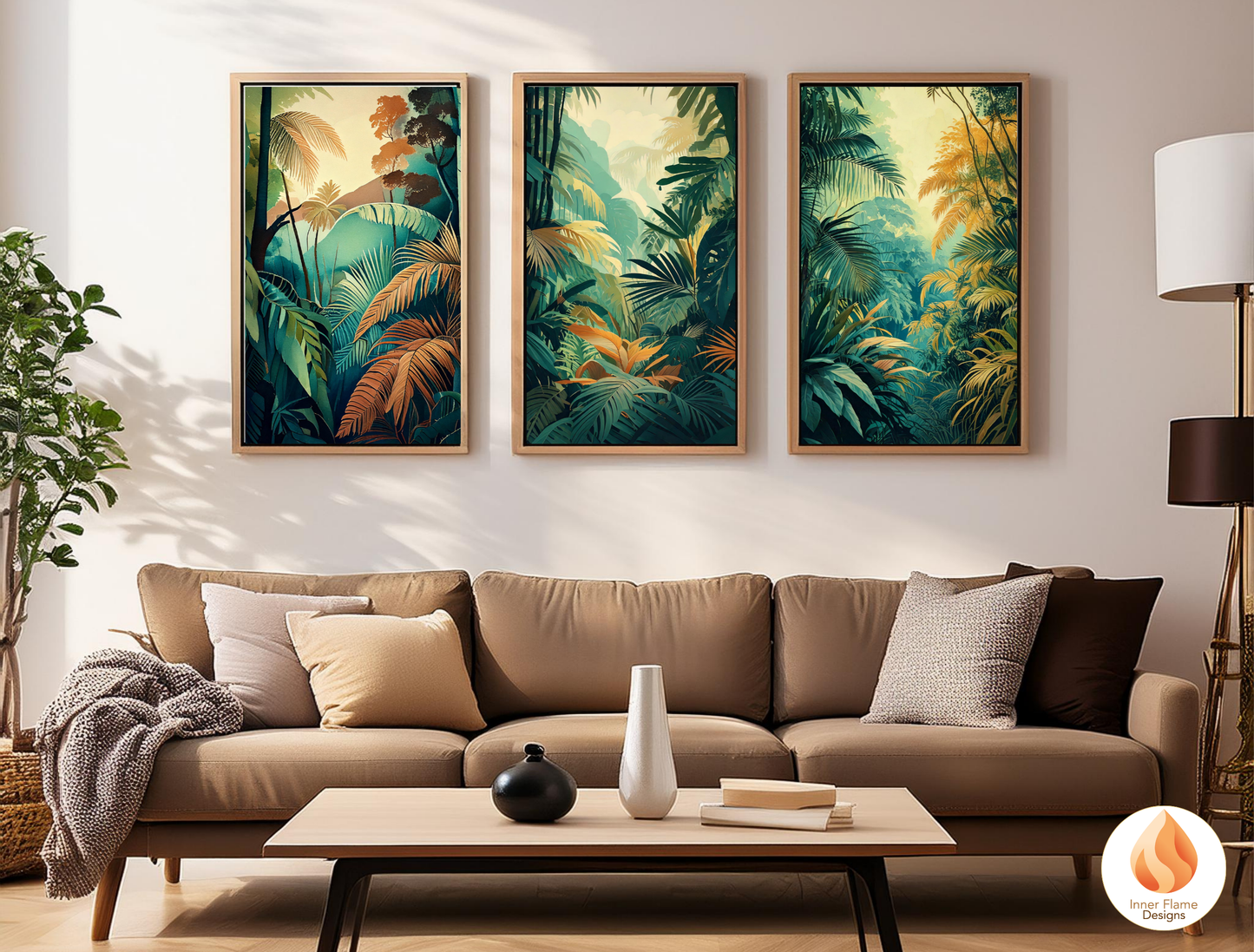 Verdant Botanical Art for Modern Home Design | Triptych Artwork