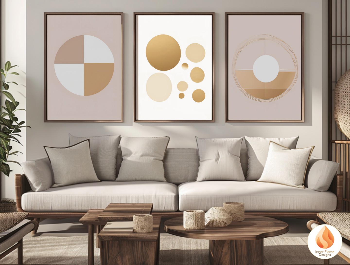 Sophisticated Geometric Artwork for Modern Home Design | Triptych Artwork