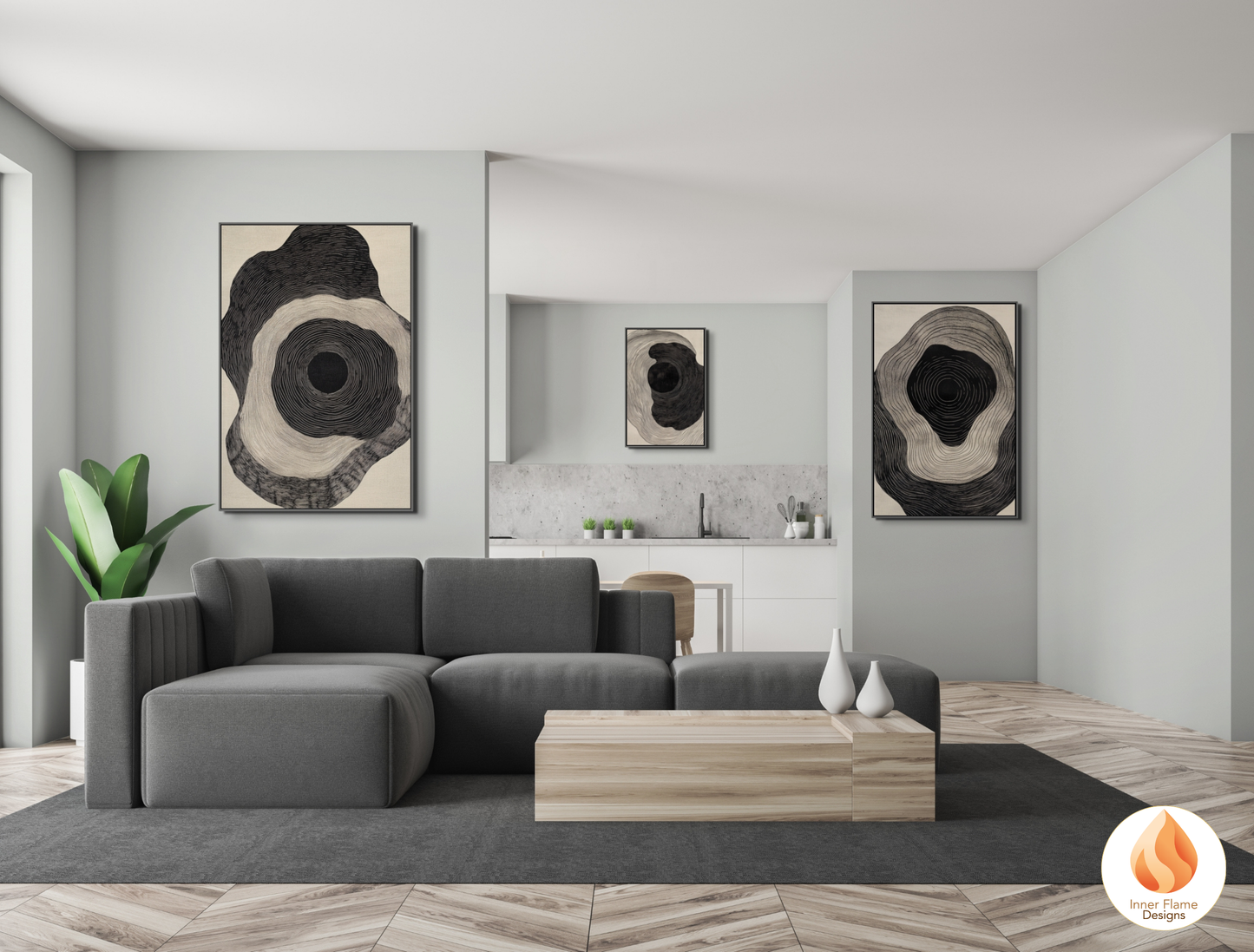 Intense Line Art for Modern Home Design | Triptych Artwork