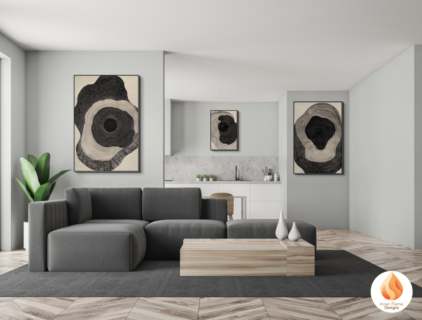 Intense Line Art for Modern Home Design | Triptych Artwork