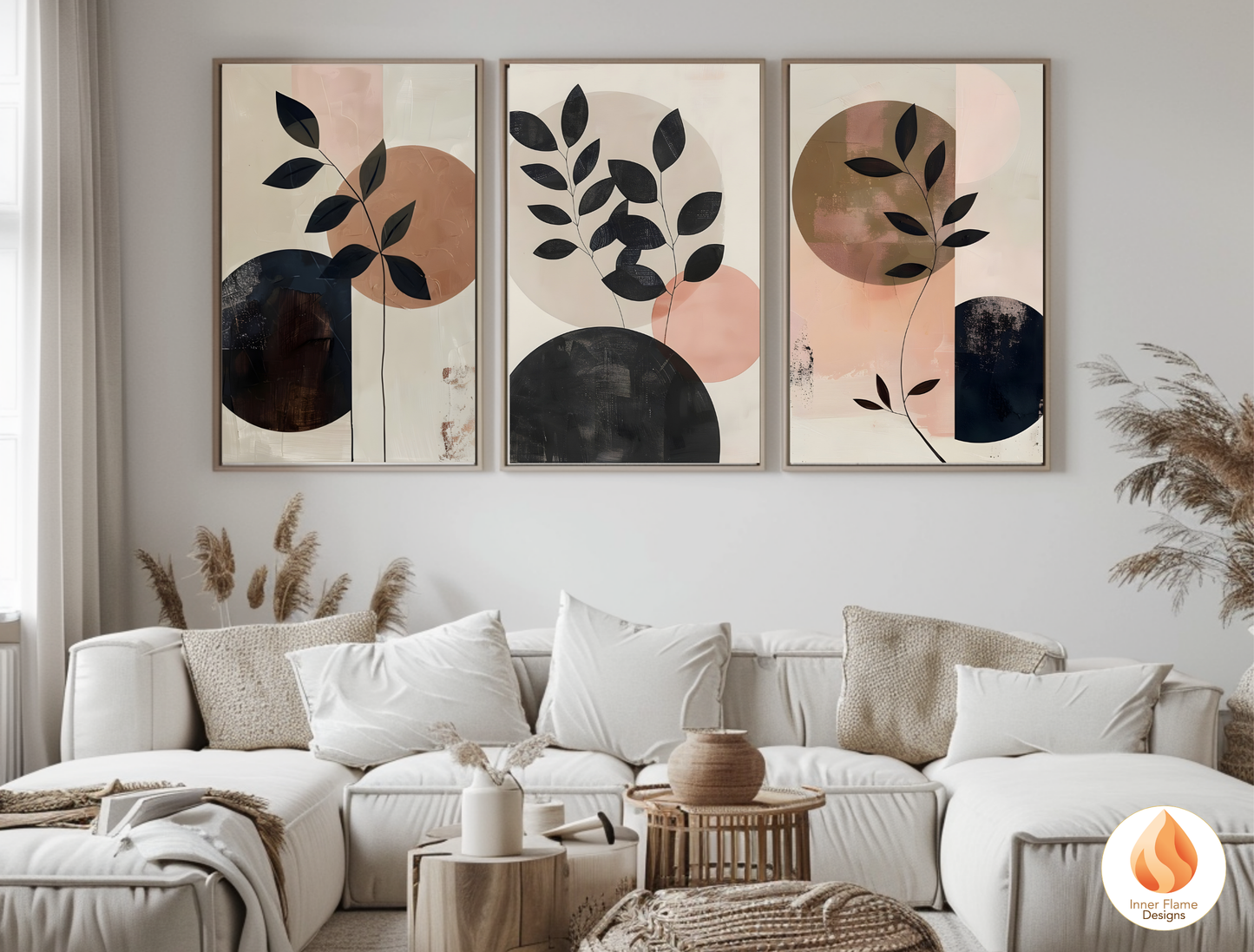 Charming Japandi Art for Modern Home Design | Triptych Artwork (Series 1)