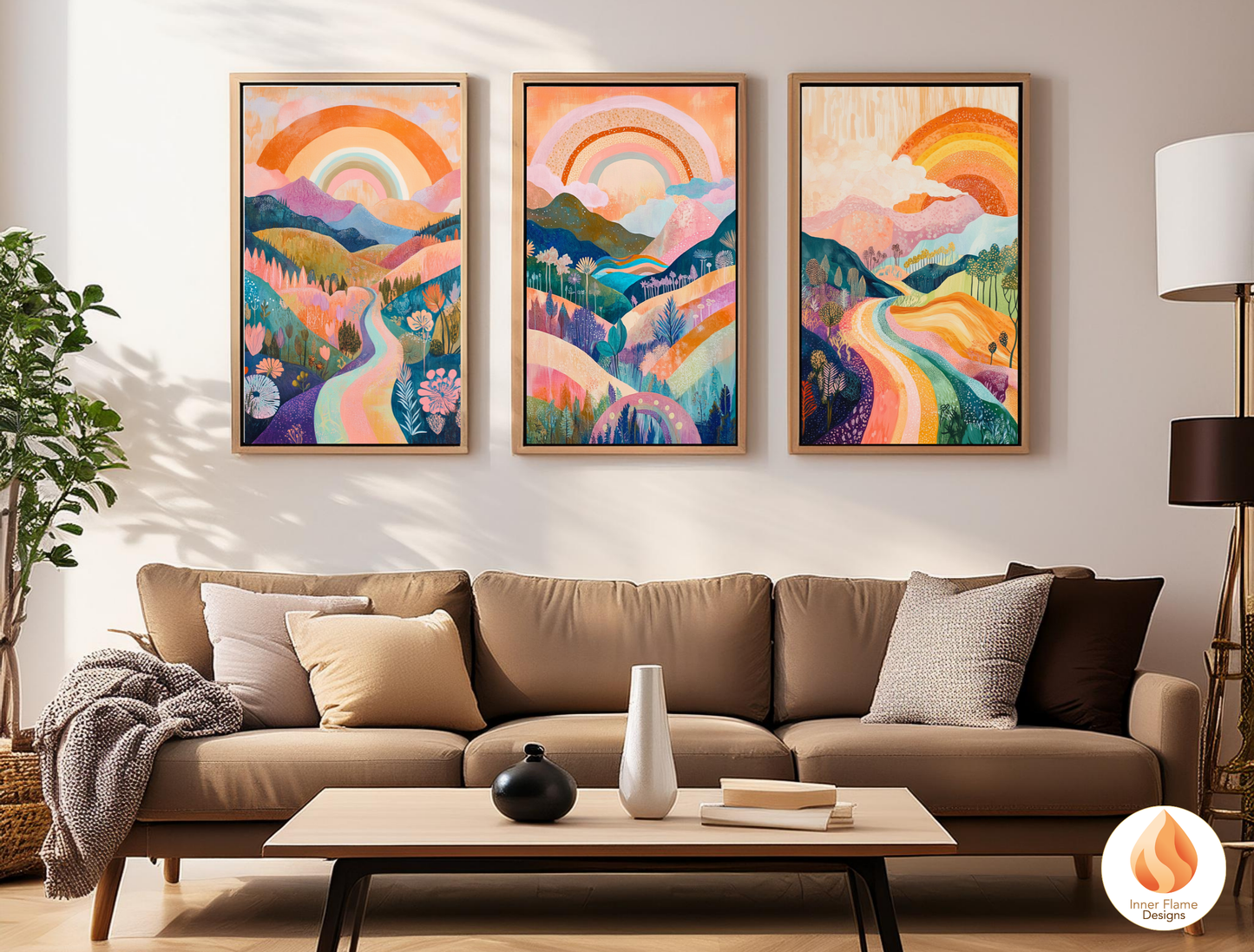 Dramatic Boho Wall Art Décor for Modern Home Design | Triptych Artwork (Series 2)