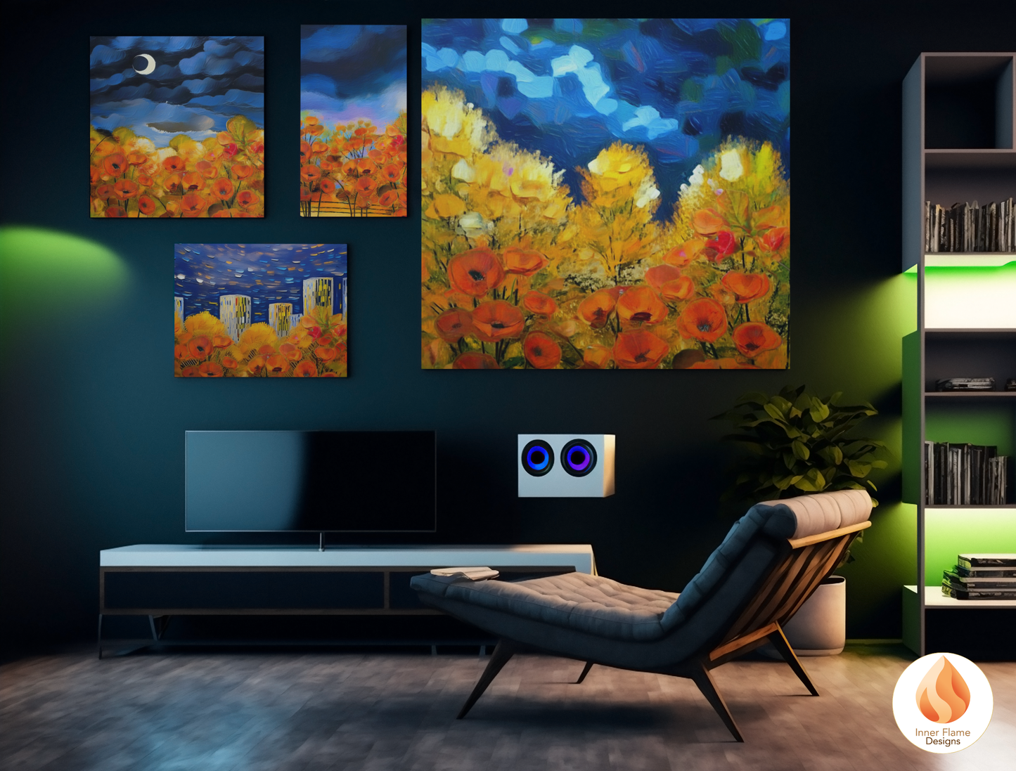 Vivid Flower Artwork for Modern Home Design | Four Piece Artwork