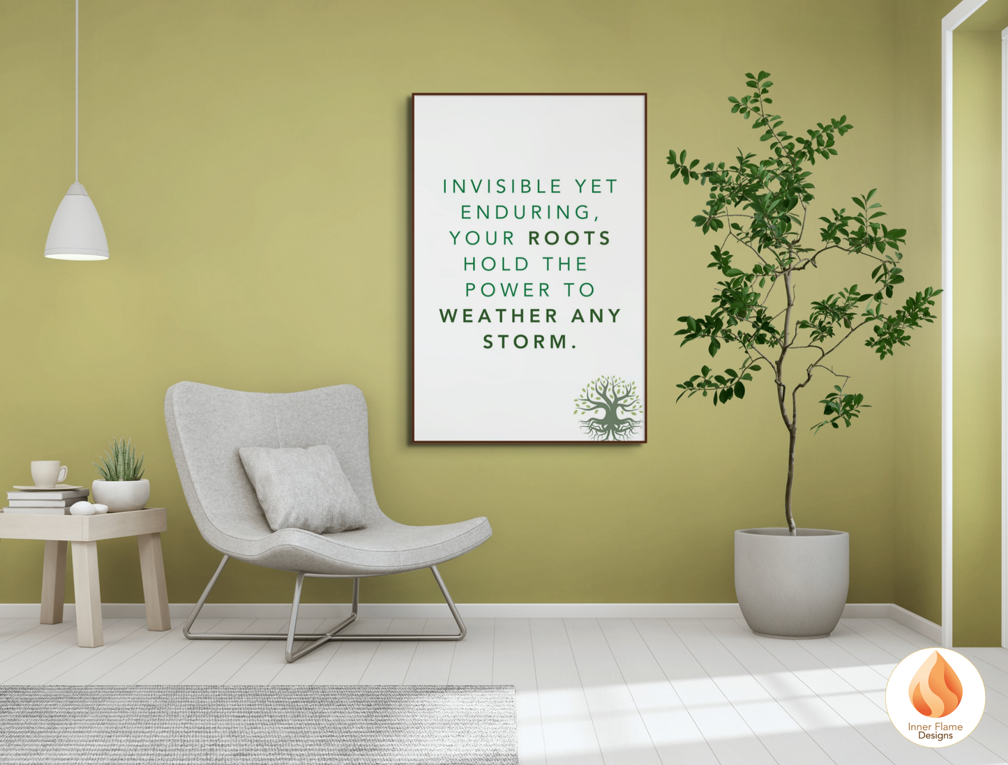 Motivational Poster with Nature-Inspired Quote 3 - "Invisible Yet Enduring, Your Roots Hold The Power To Weather Any Storm"