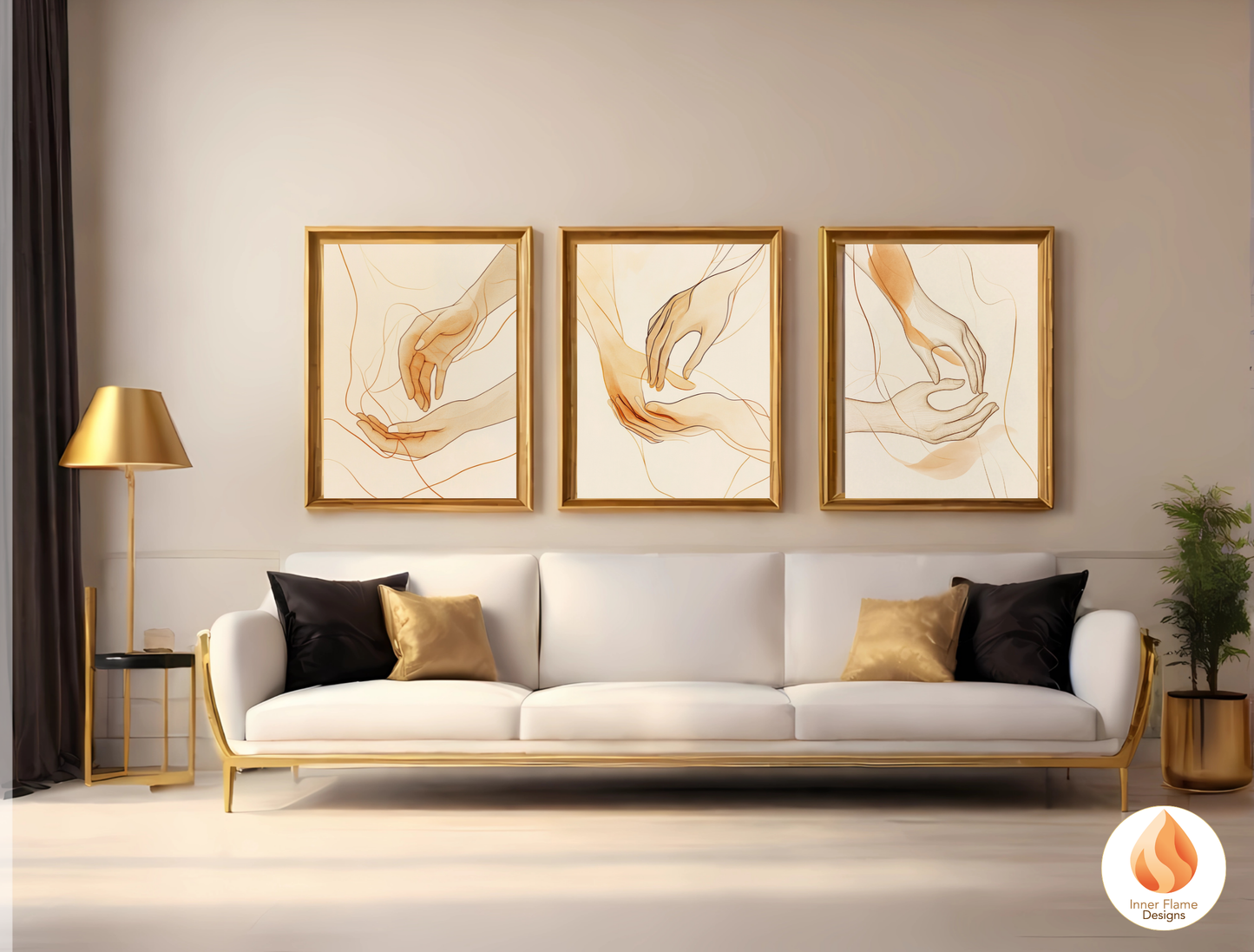 Sensual Line Art for Modern Home Design | Triptych Artwork