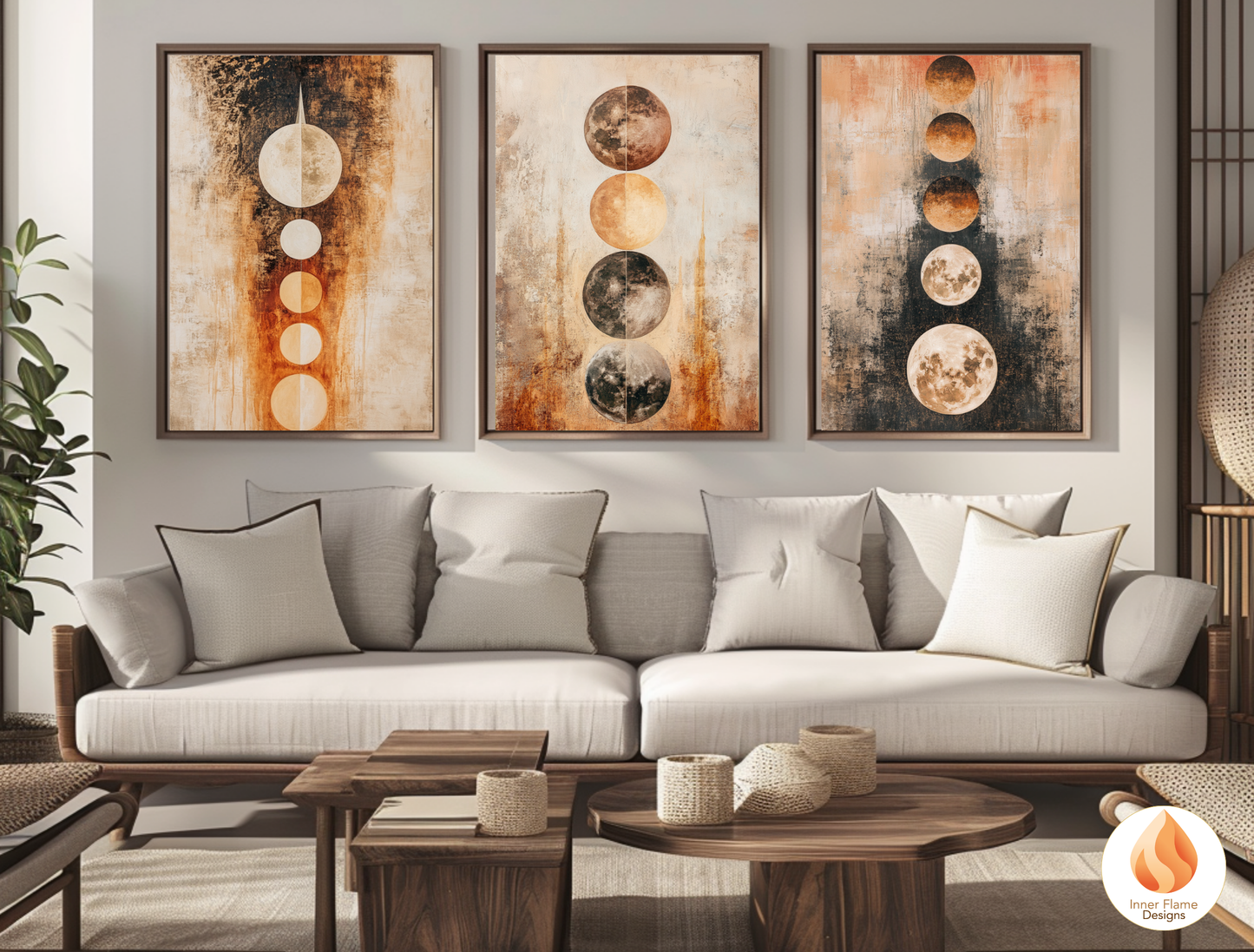 Cosmic Boho Wall Art Décor for Modern Home Design | Triptych Artwork (Series 1)