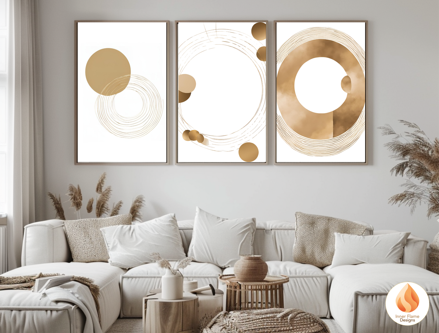 Stylish Geometric Artwork for Modern Home Design | Triptych Artwork