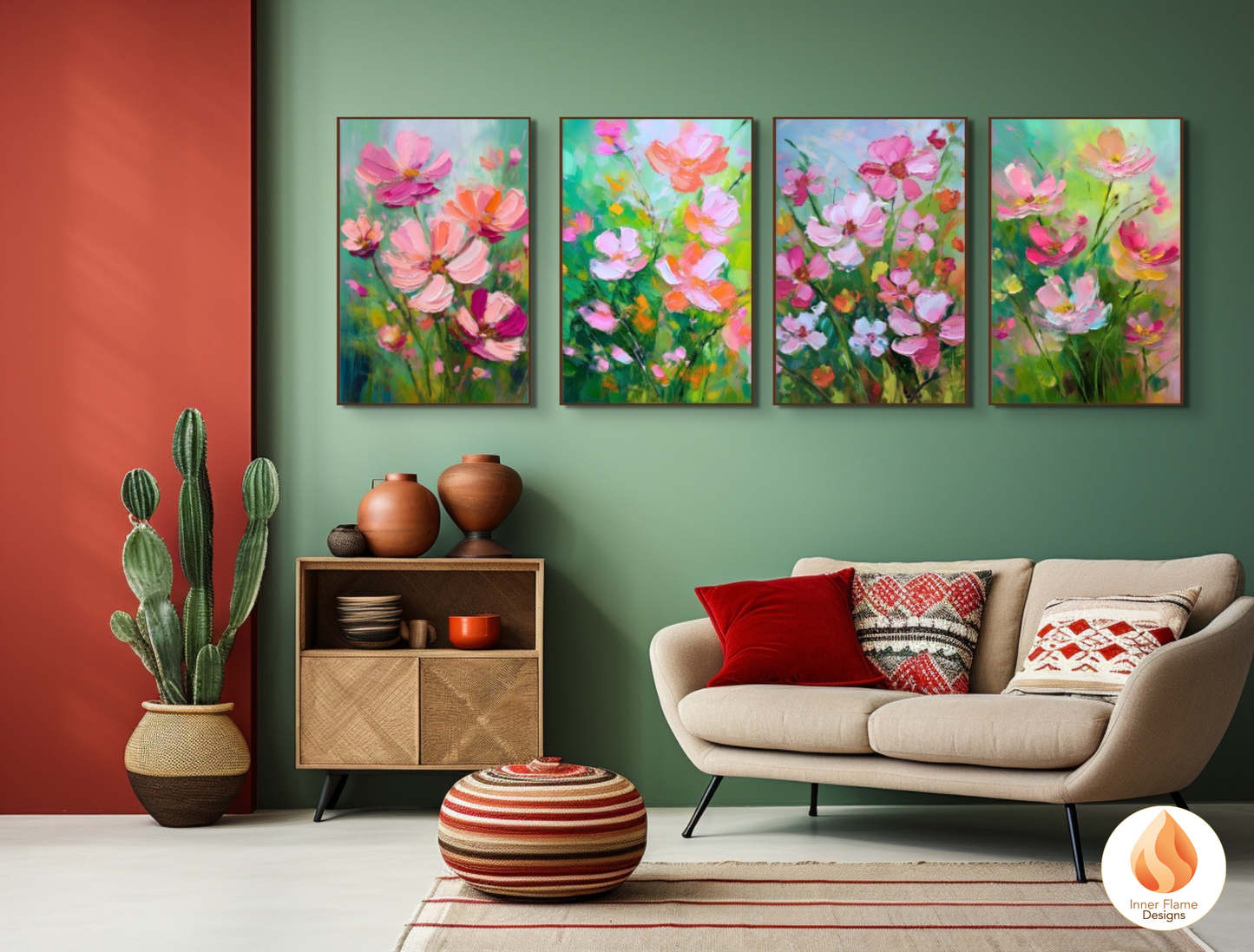 Captivating Flower Artwork for Modern Home Design | Four Piece Artwork