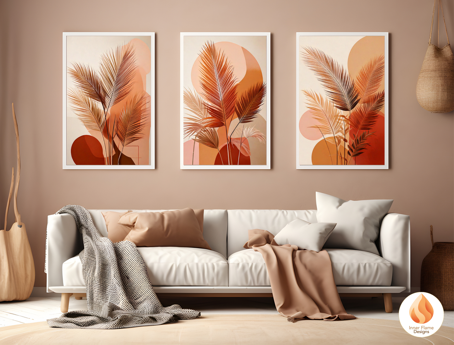 Radiant Botanical Art for Modern Home Design | Triptych Artwork