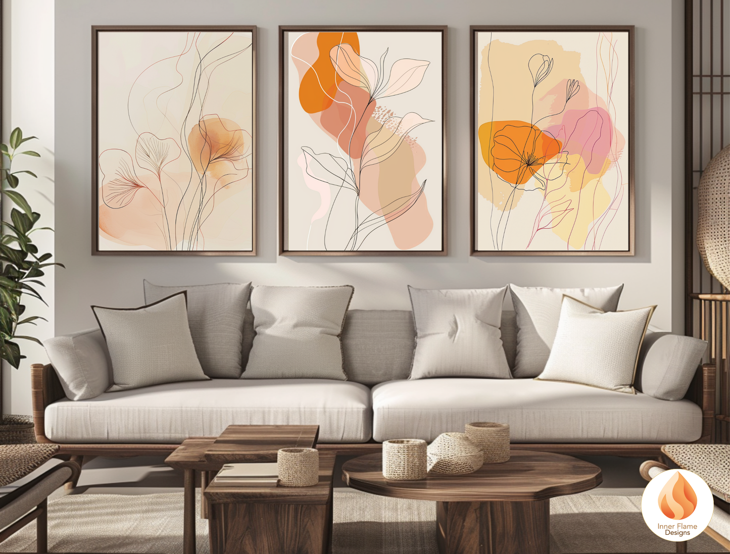 Graceful Line Art for Modern Home Design | Triptych Artwork (Series 1)