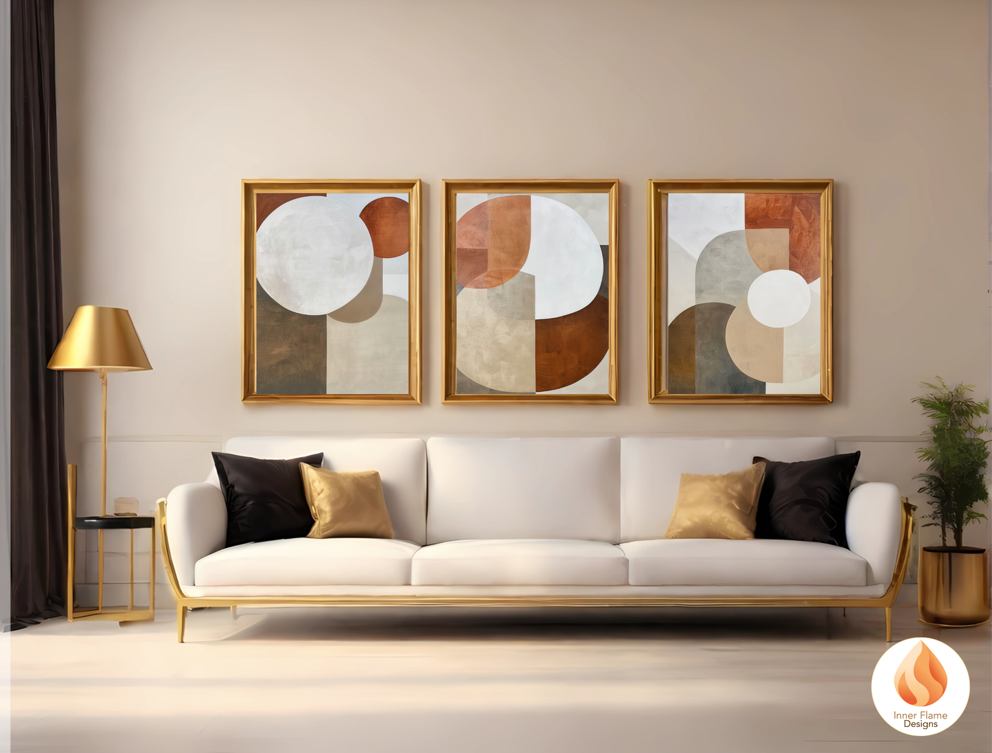 Earthy Geometric Artwork for Modern Home Design | Triptych Artwork