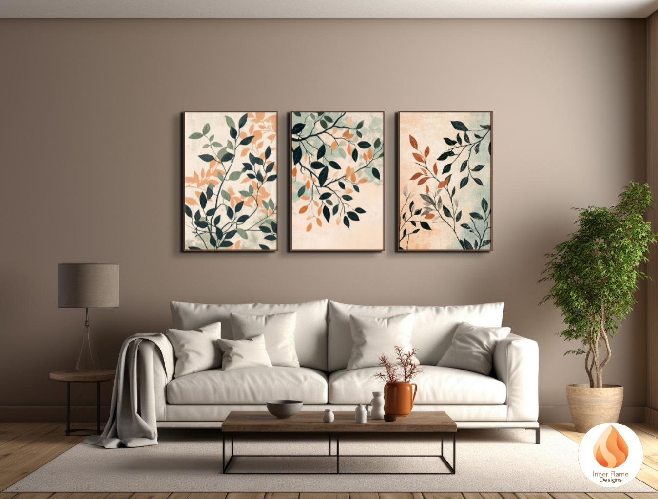 Elegant Botanical Art for Modern Home Design | Triptych Artwork
