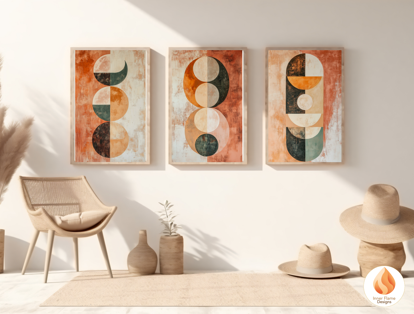 Cosmic Boho Wall Art Décor for Modern Home Design | Triptych Artwork (Series 2)