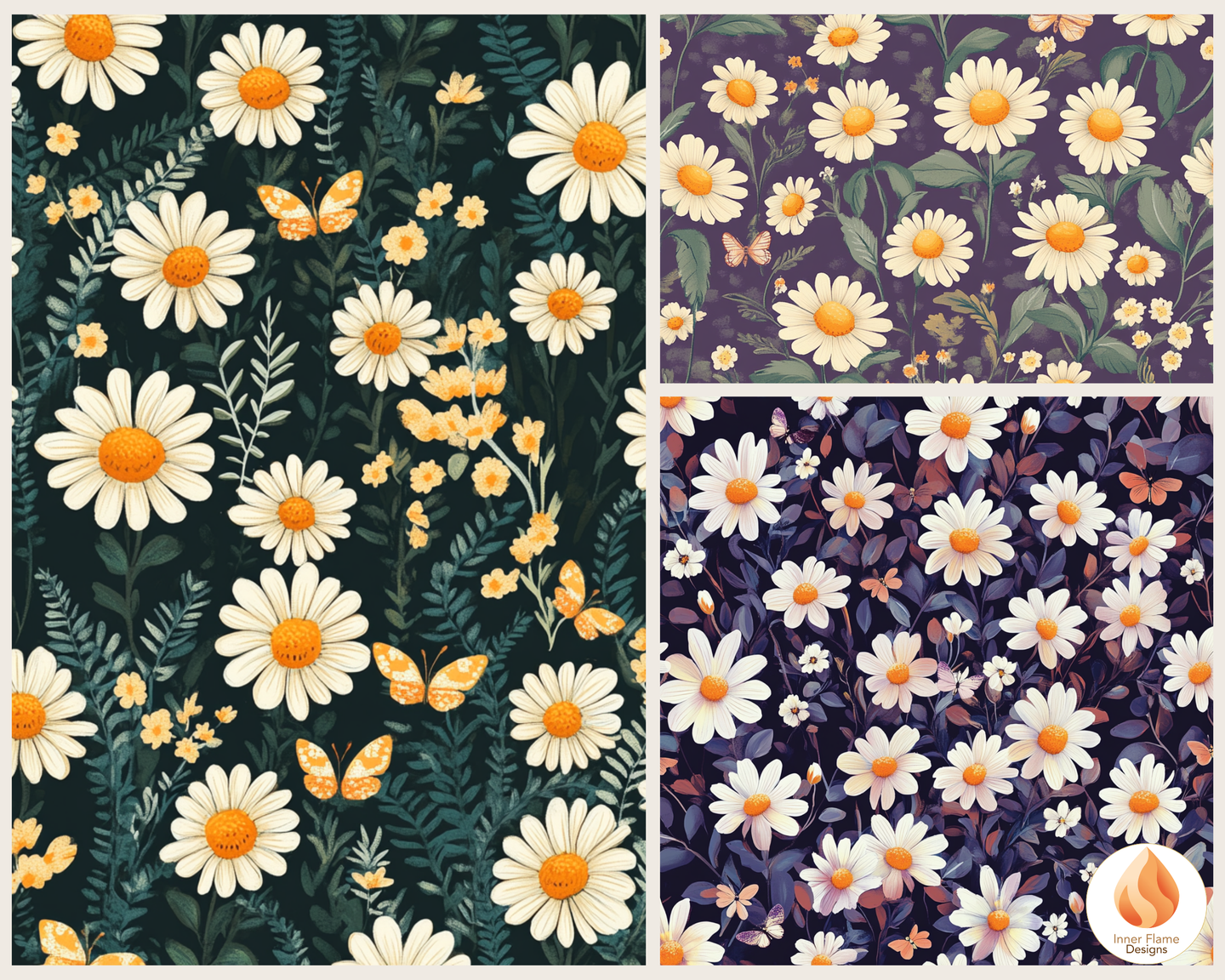 Dynamic Daisy Floral Surface Patterns | Seamless Patterns for Wallpaper, Textiles, Packaging and Digital Designs