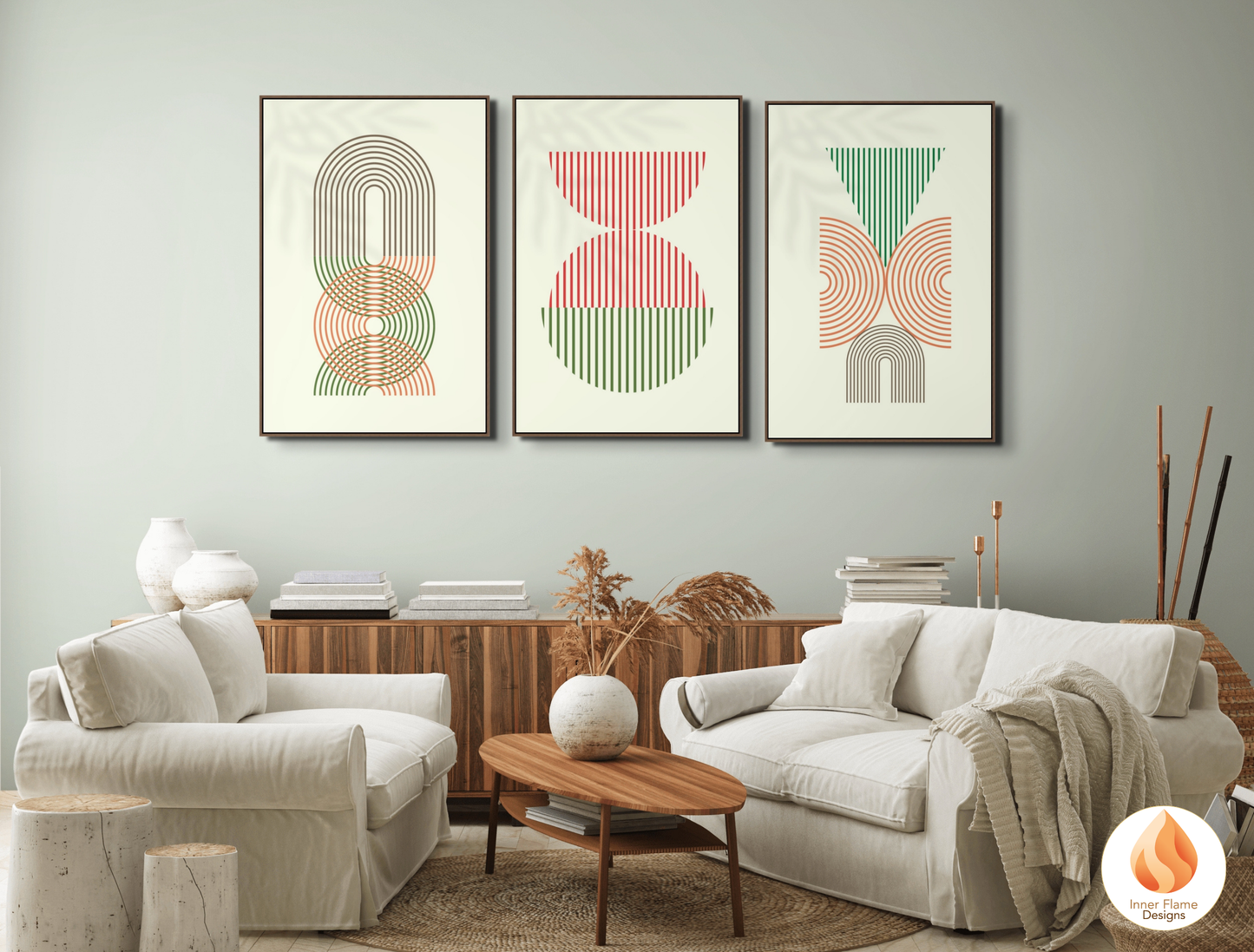 Spirited Geometric Artwork for Modern Home Design | Triptych Artwork