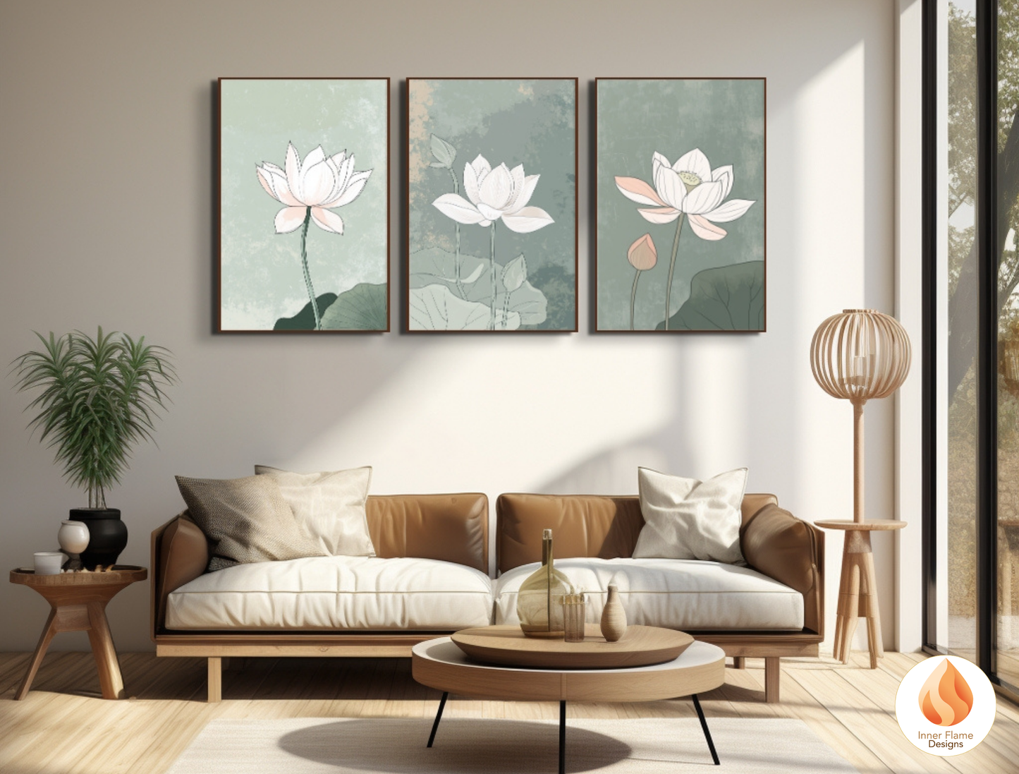 Subtle Japandi Art for Modern Home Design | Triptych Artwork (Series 5)