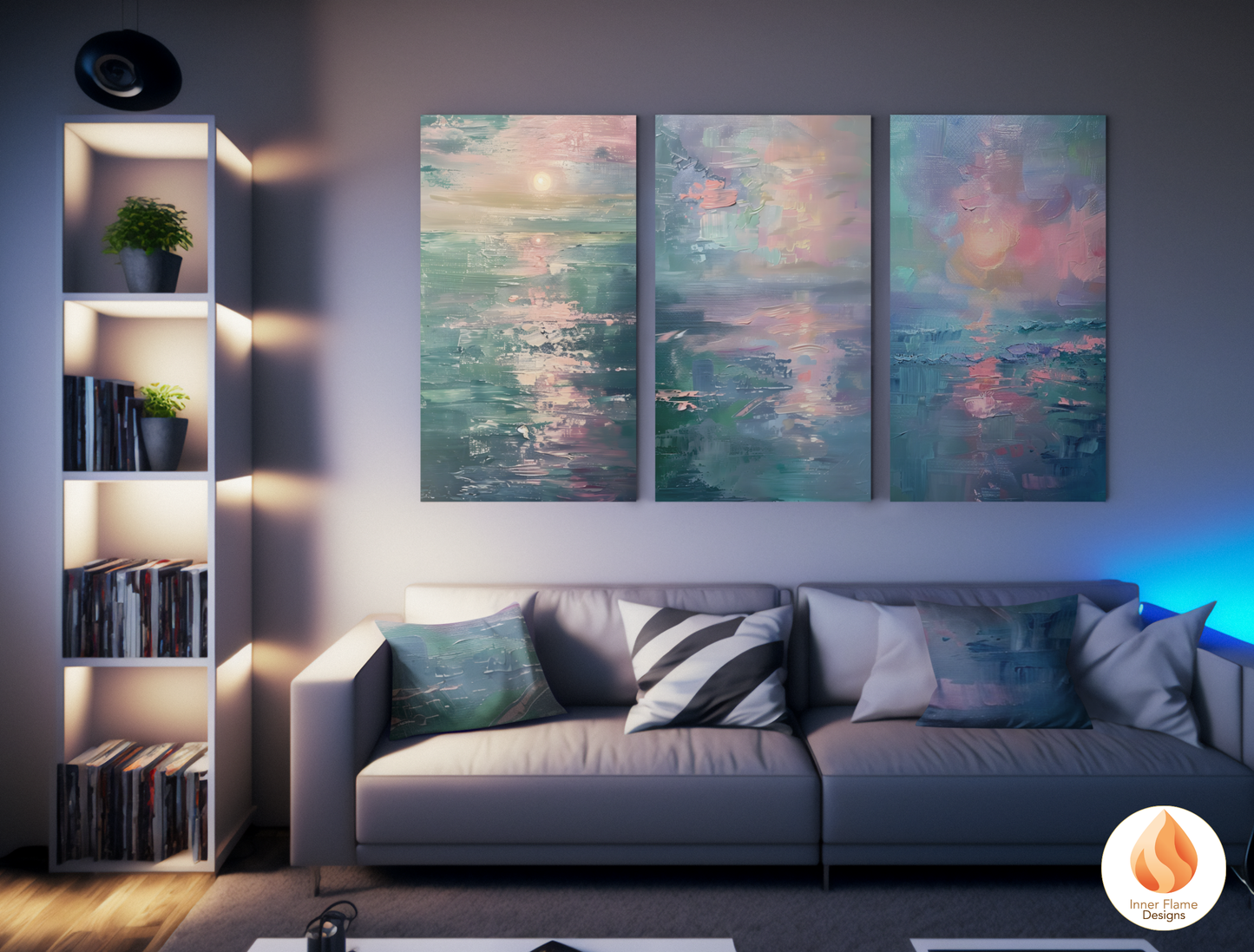 Translucent Minimalist Art for Modern Home Design | Triptych Artwork