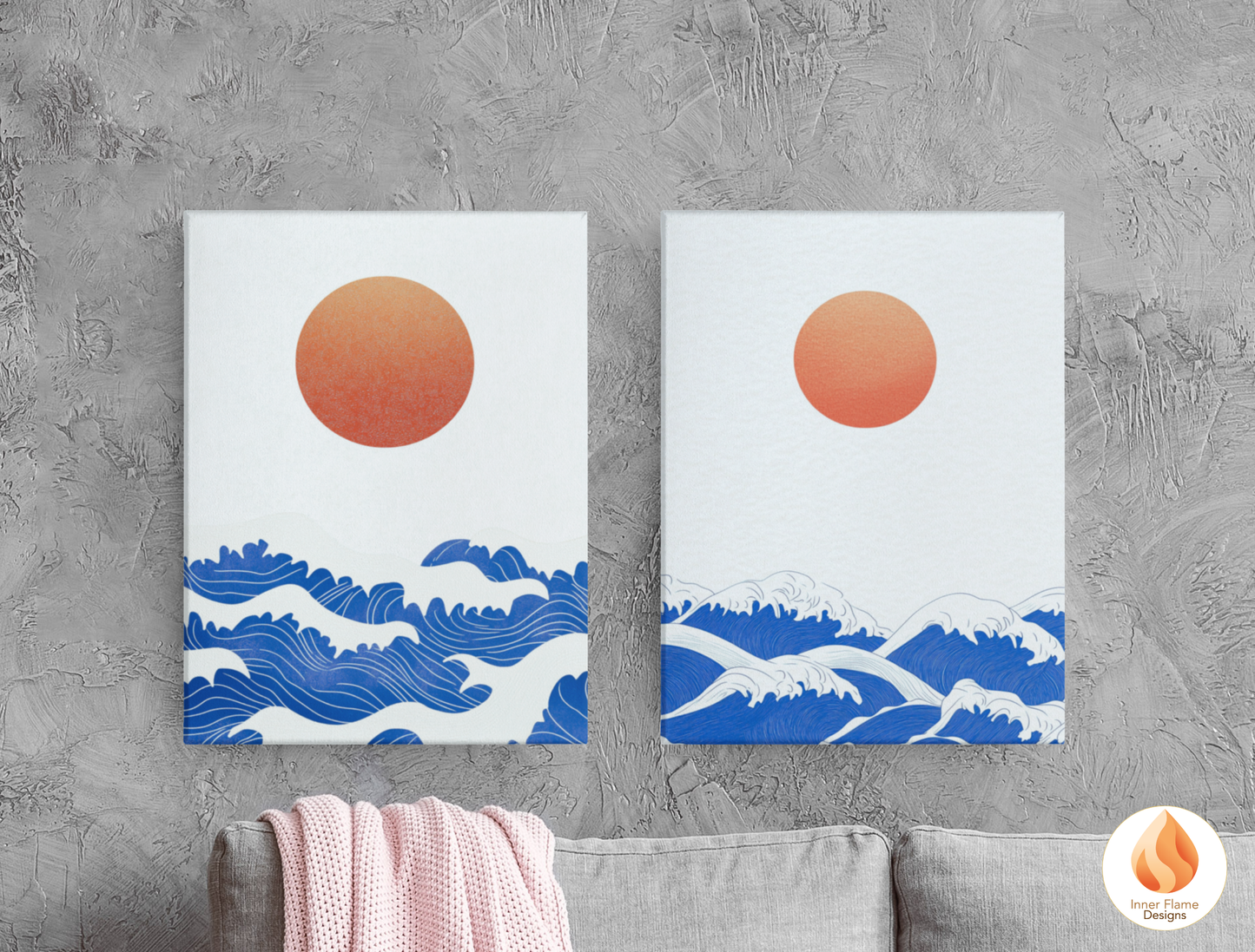 Vibrant Japandi Art for Modern Home Design | Diptych Artwork (Series 2)
