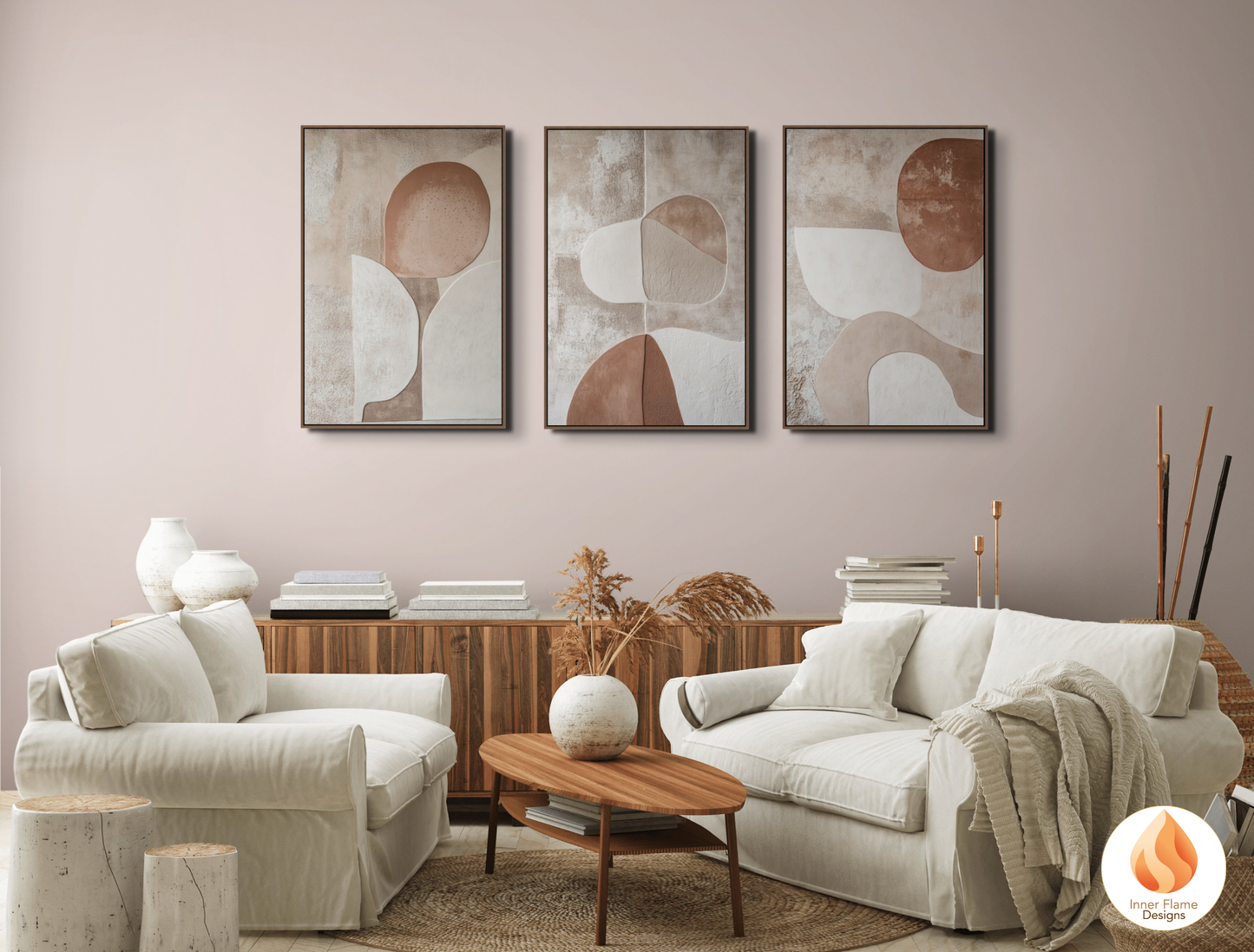 Earthy Minimalist Art for Modern Home Design | Triptych Artwork