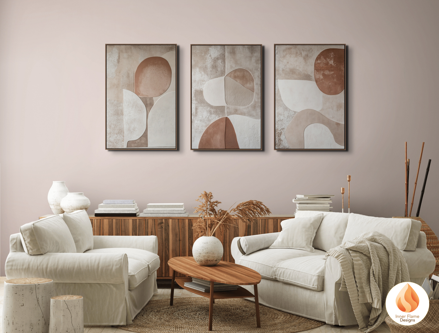 Earthy Minimalist Art for Modern Home Design | Triptych Artwork