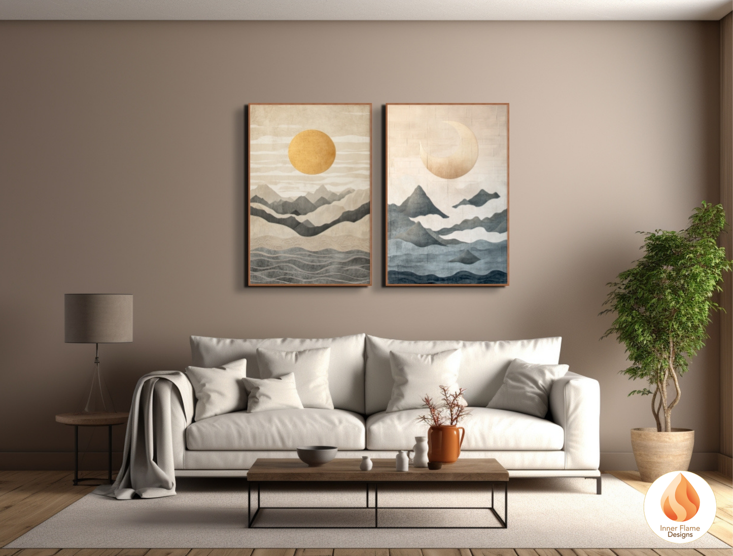 Poetic Japandi Art for Modern Home Design | Diptych Artwork