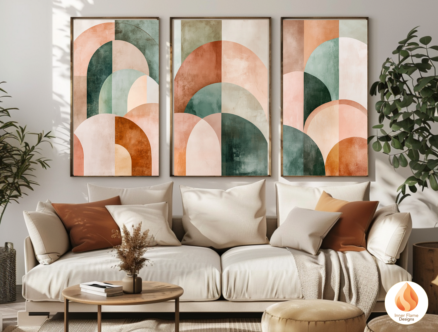 Harmonious Boho Wall Art Décor for Modern Home Design | Triptych Artwork