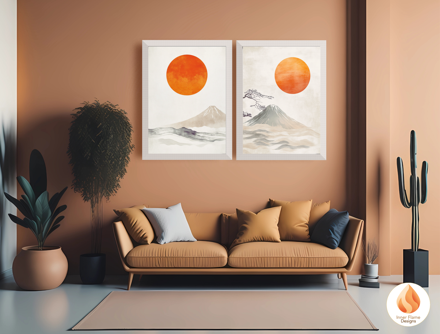 Harmonious Japandi Art for Modern Home Design | Diptych Artwork (Series 2)