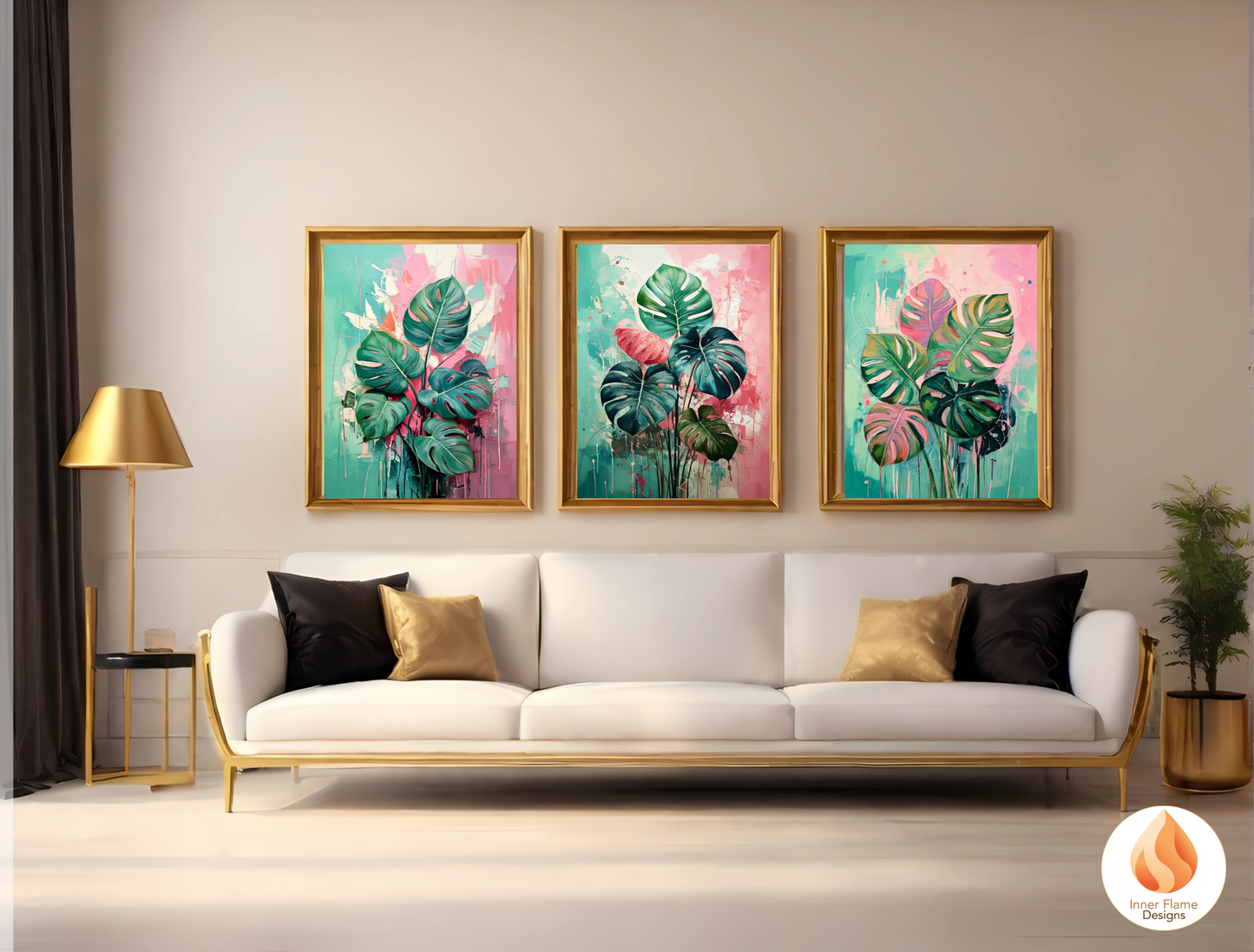 Dramatic Botanical Art for Modern Home Design | Triptych Artwork