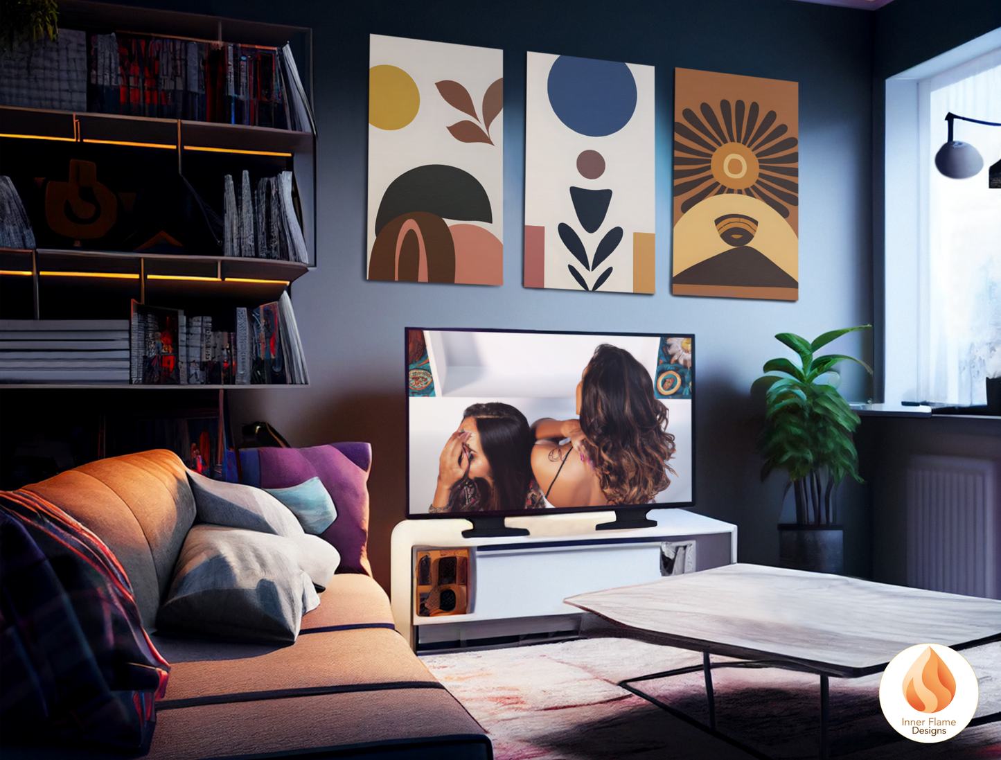 Eclectic Boho Wall Art Décor for Modern Home Design | Triptych Artwork (Series 1)