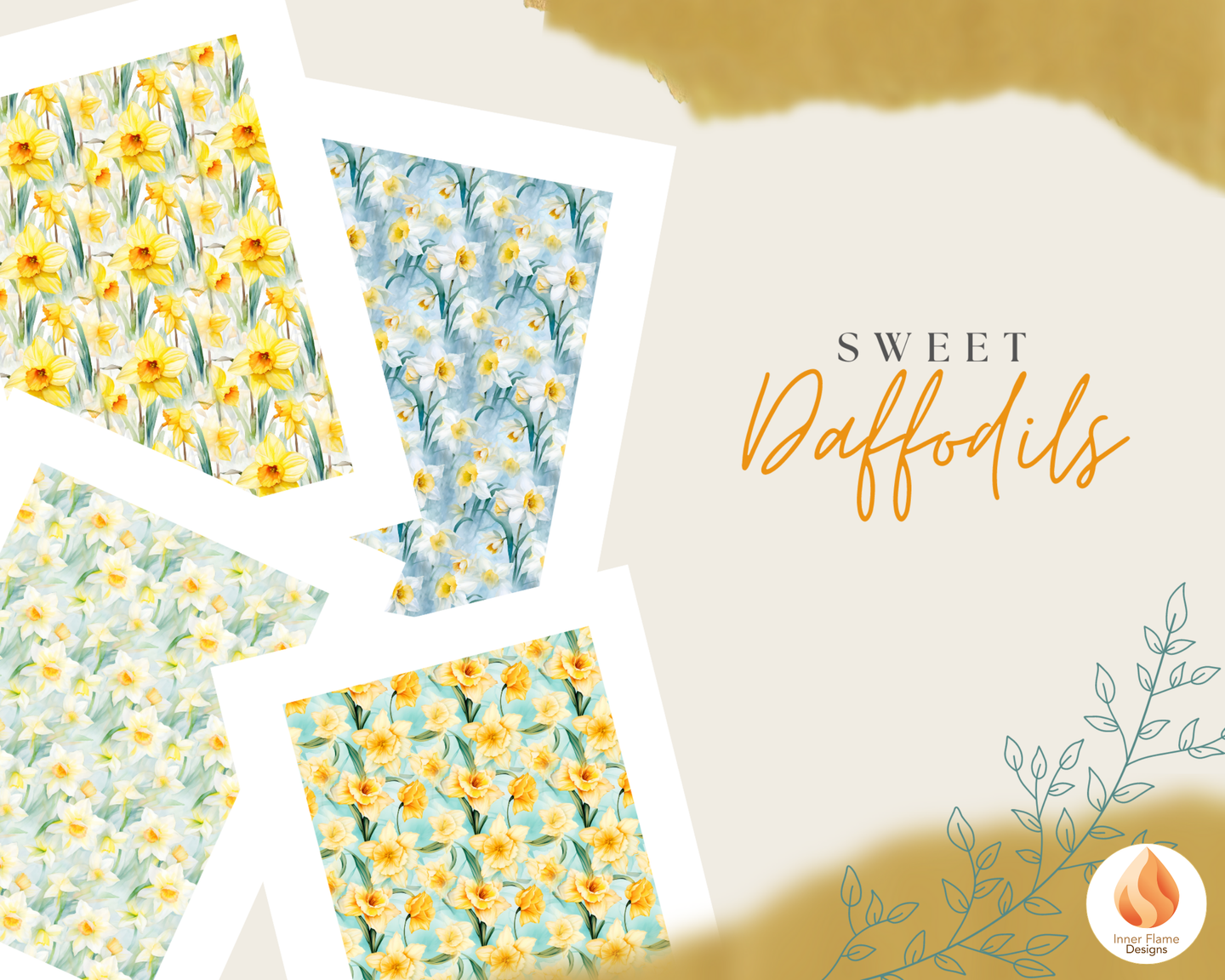 Watercolour Daffodil Floral Surface Patterns | Seamless Patterns for Wallpaper, Textiles, Packaging and Digital Designs