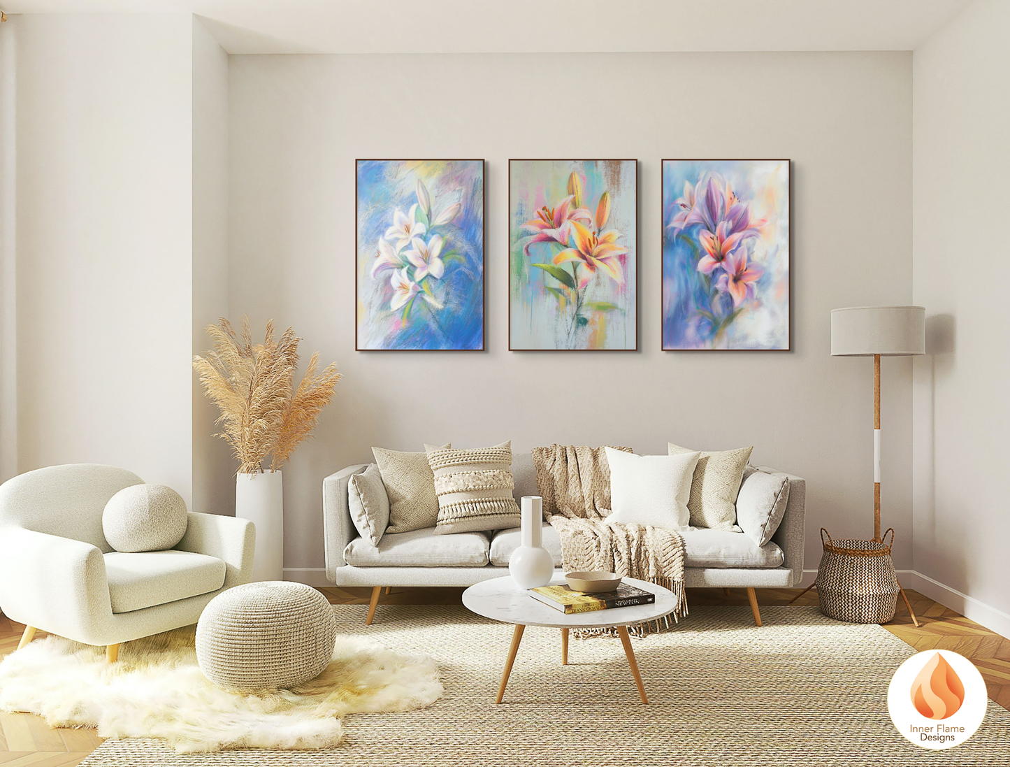 Delicate Flower Artwork for Modern Home Design | Four Piece Artwork