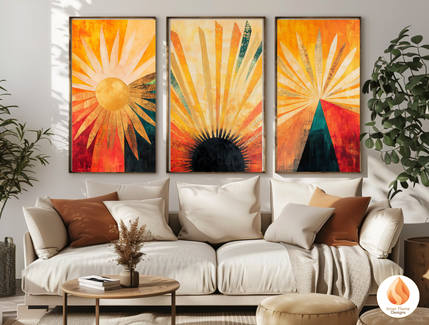 Vivid Cosmic Boho Wall Art Décor for Modern Home Design | Triptych Artwork (Series 1)