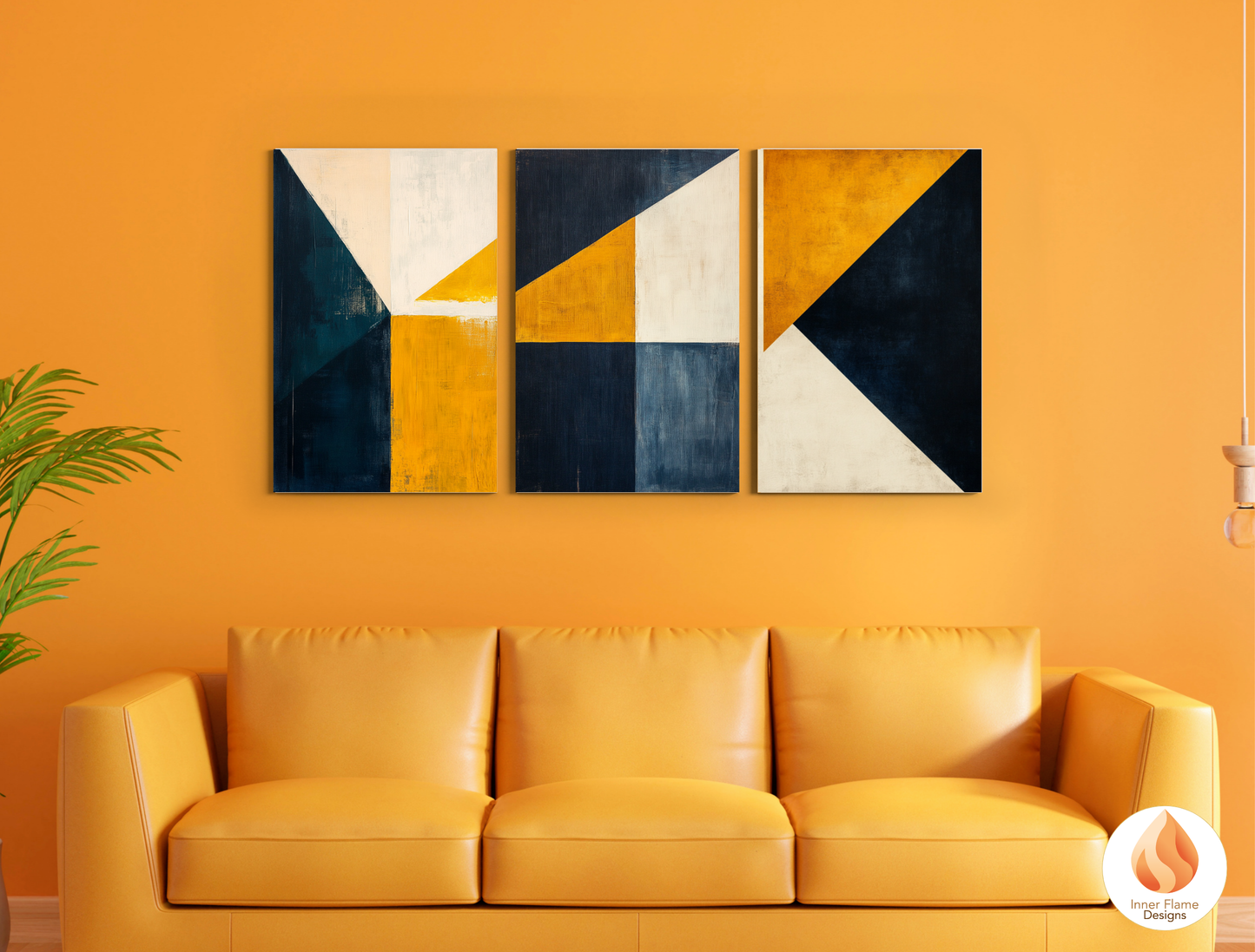 Edgy Geometric Artwork for Modern Home Design | Triptych Artwork