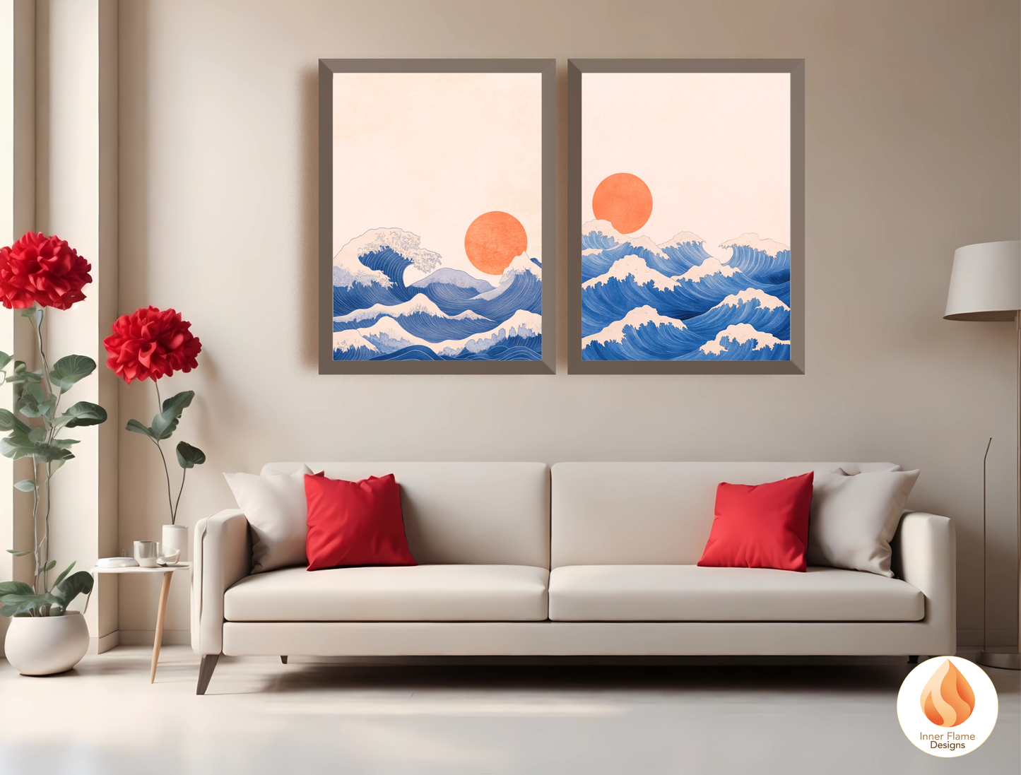 Vibrant Japandi Art for Modern Home Design | Diptych Artwork (Series 1)