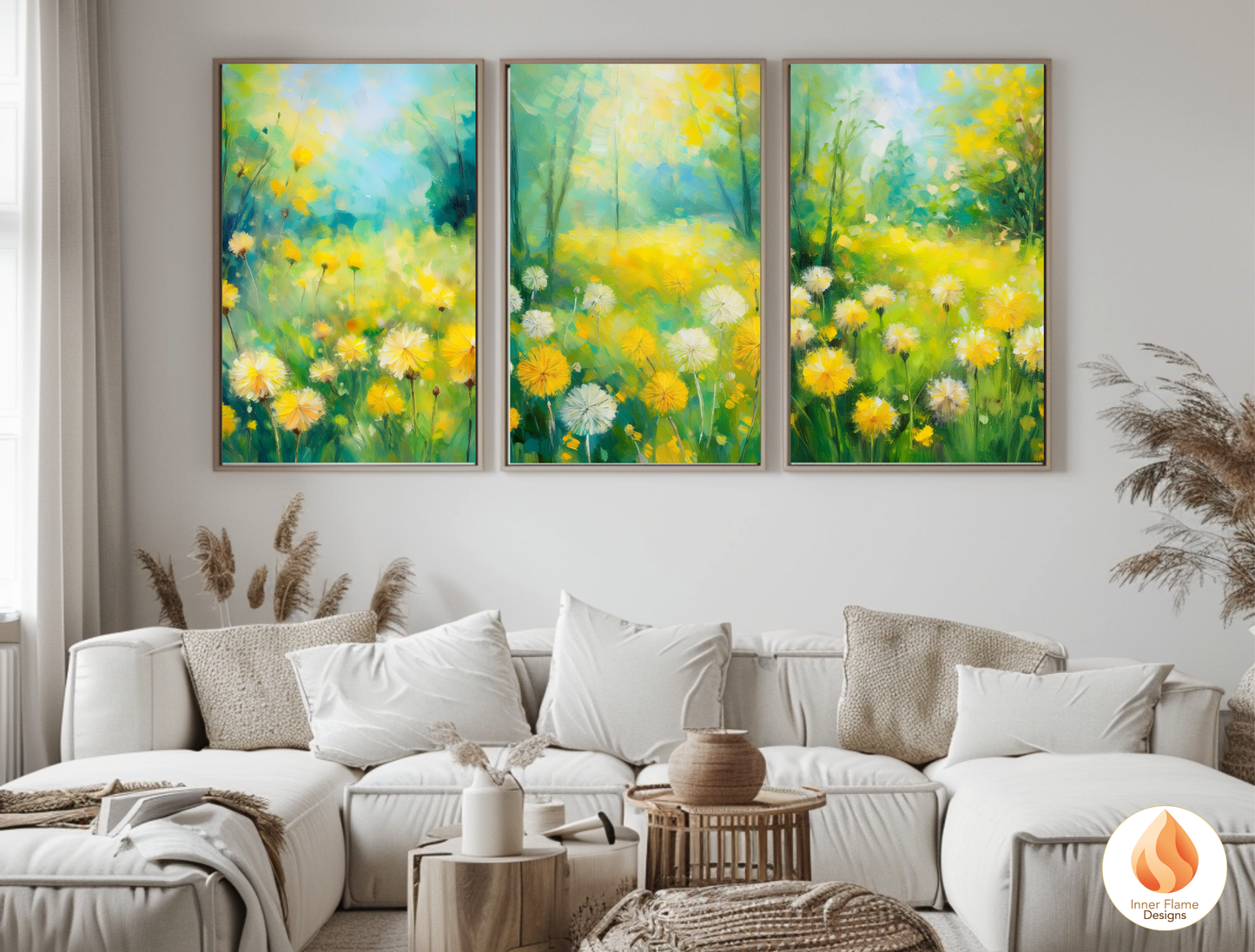 Vibrant Flower Artwork for Modern Home Design | Triptych Artwork