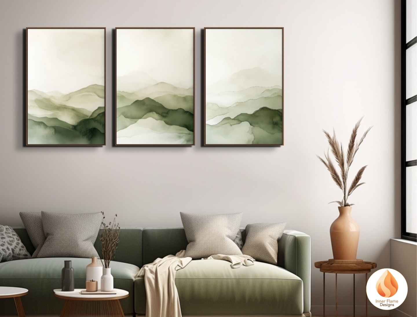Reflective Japandi Art for Modern Home Design | Triptych Artwork