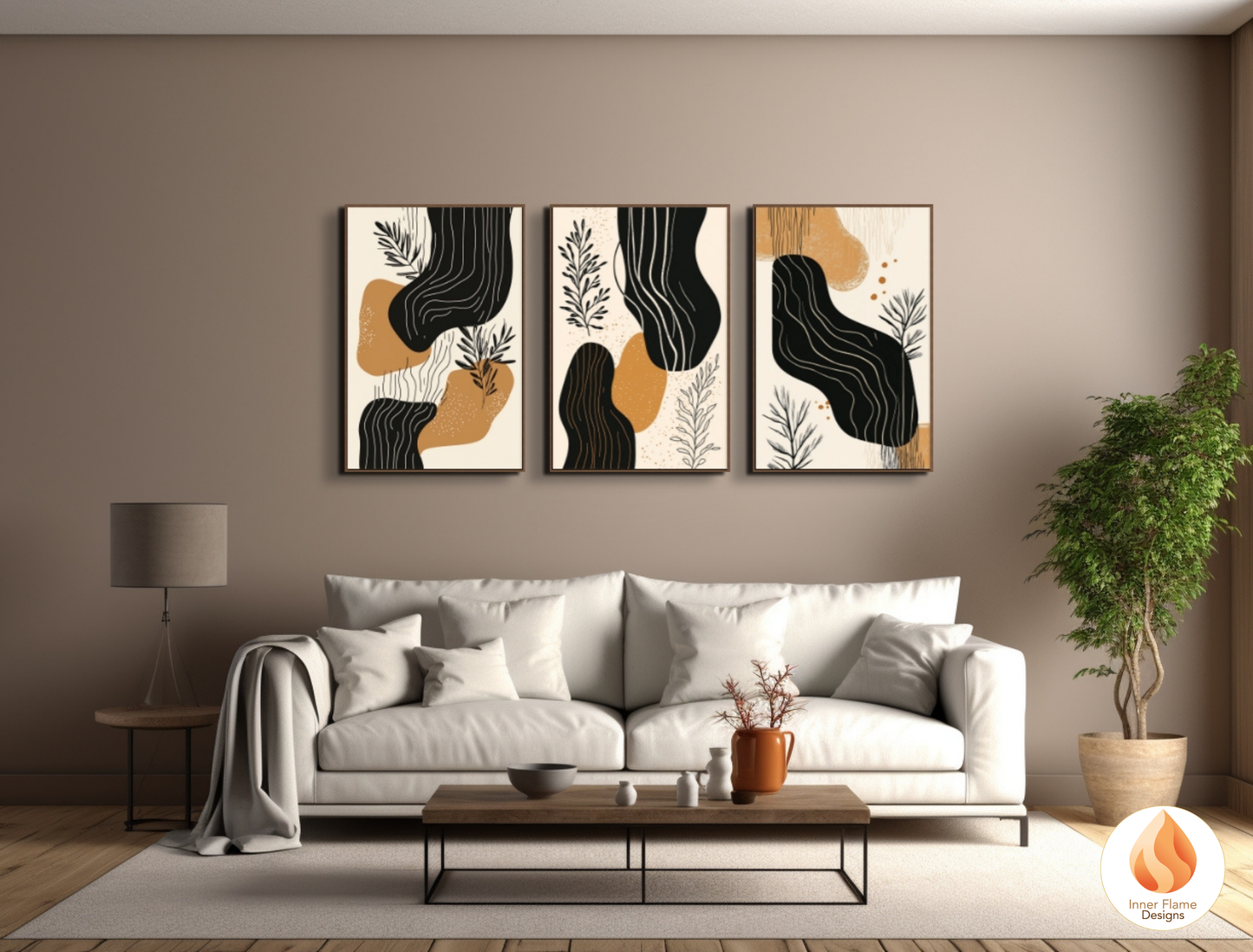 Organic Botanical Art for Modern Home Design | Triptych Artwork