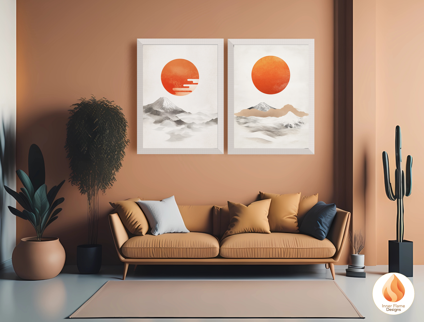 Harmonious Japandi Art for Modern Home Design | Diptych Artwork (Series 1)
