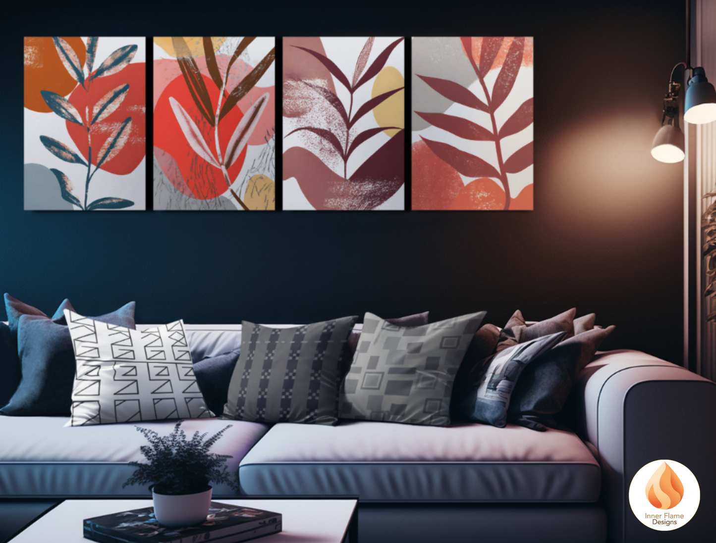Bright Boho Wall Art Décor for Modern Home Design | Four Piece Wall Art