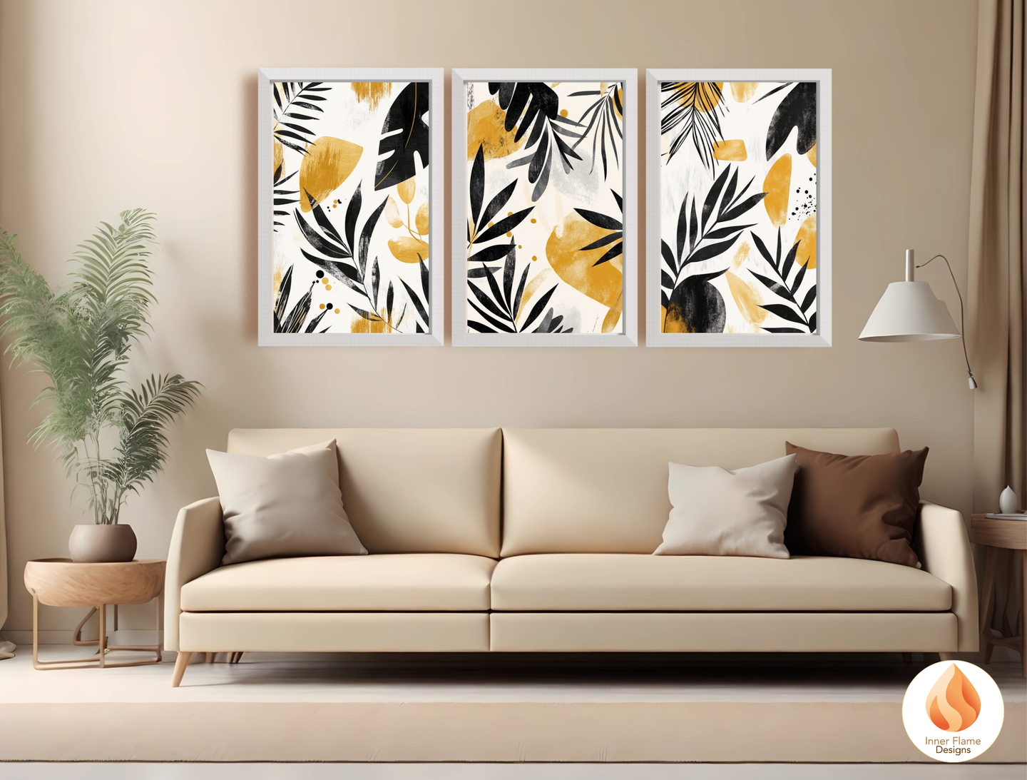 Expressive Botanical Art for Modern Home Design | Triptych Artwork