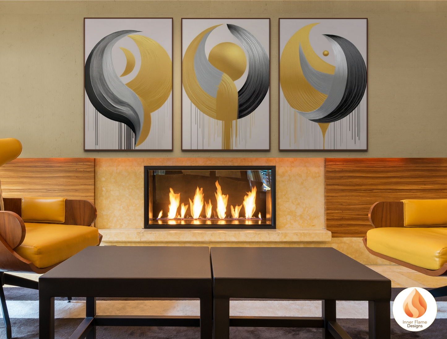 Futuristic Geometric Artwork for Modern Home Design | Triptych Artwork