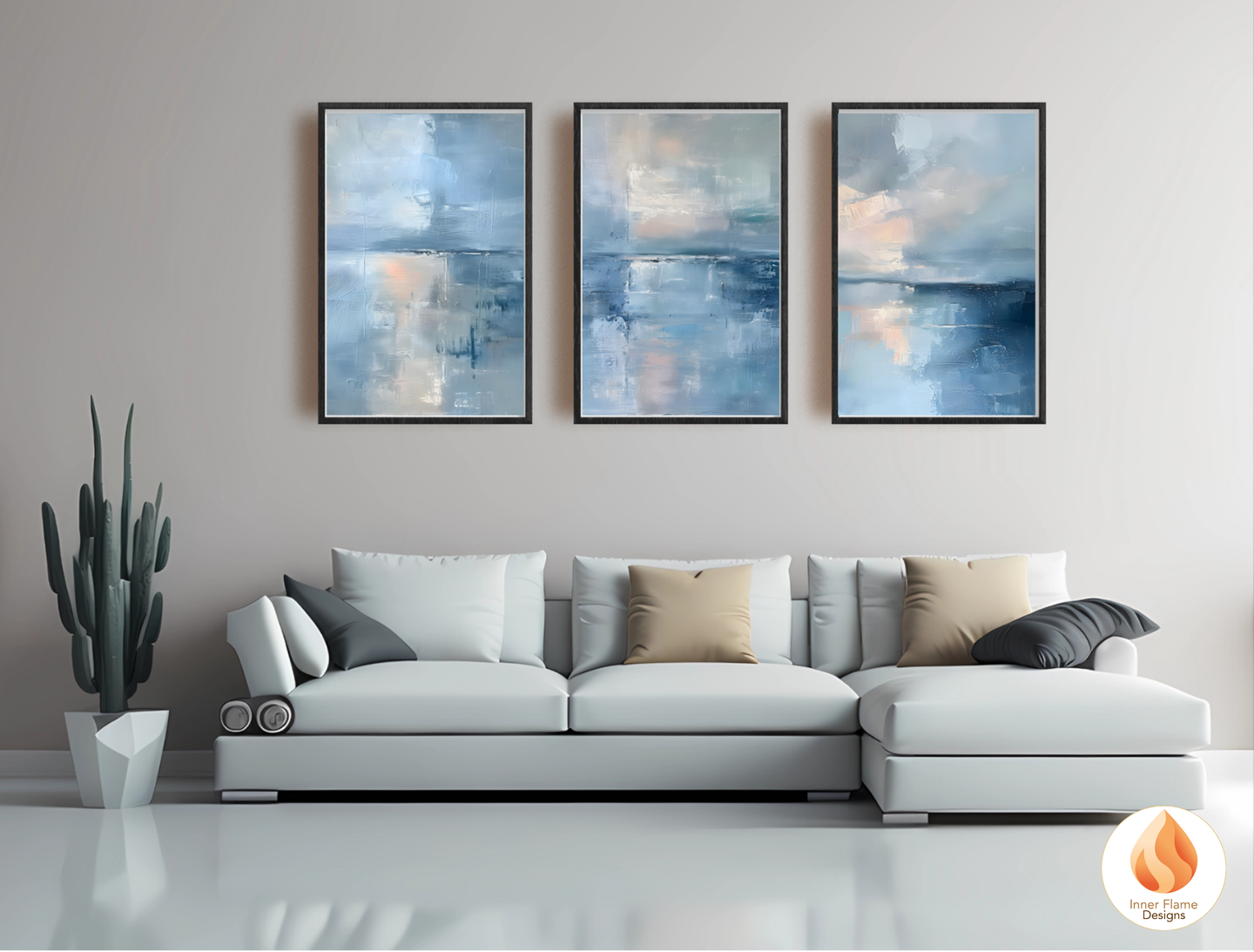 Serene Minimalist Art for Modern Home Design | Triptych Artwork